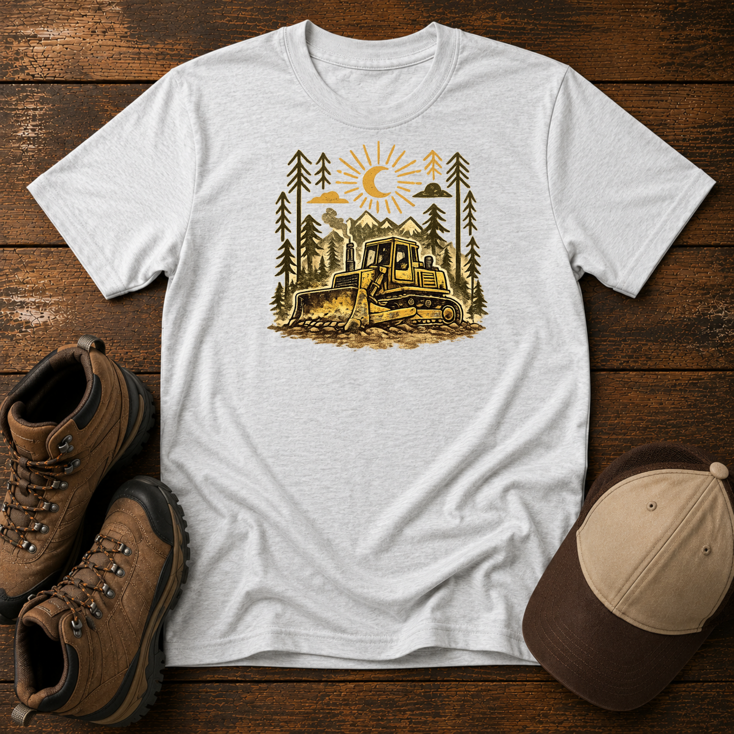 Excavator Woodland Shirt for Kids