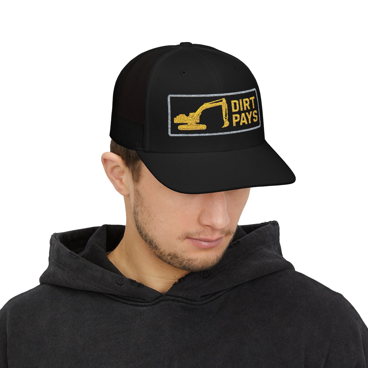 Dirt Pays Excavator Embroidered Richardson Trucker Hat | Heavy Equipment Operator Hat