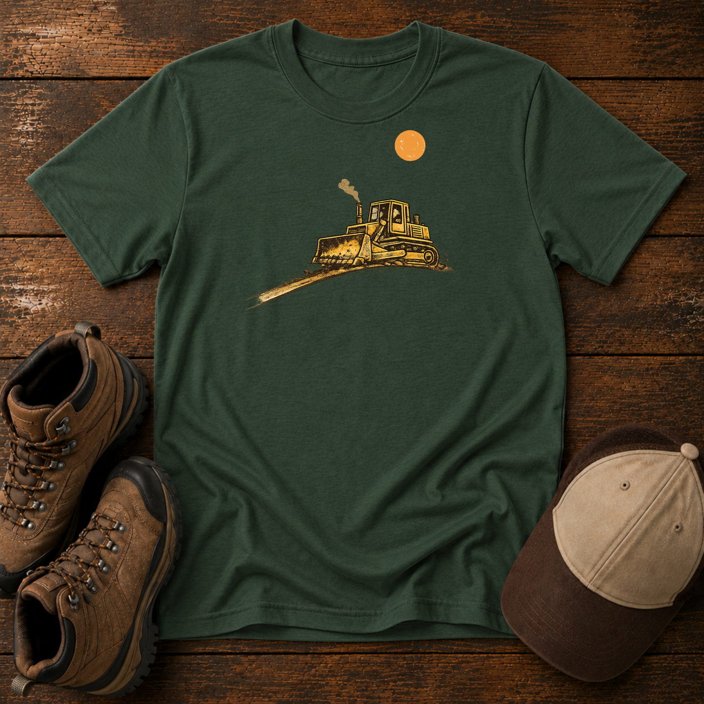 Kids Bulldozer Shirt, Minimalist Construction Tee