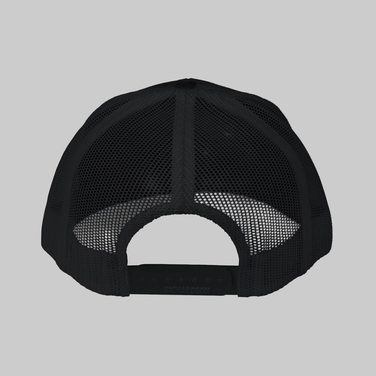 Black mesh cap on a white background