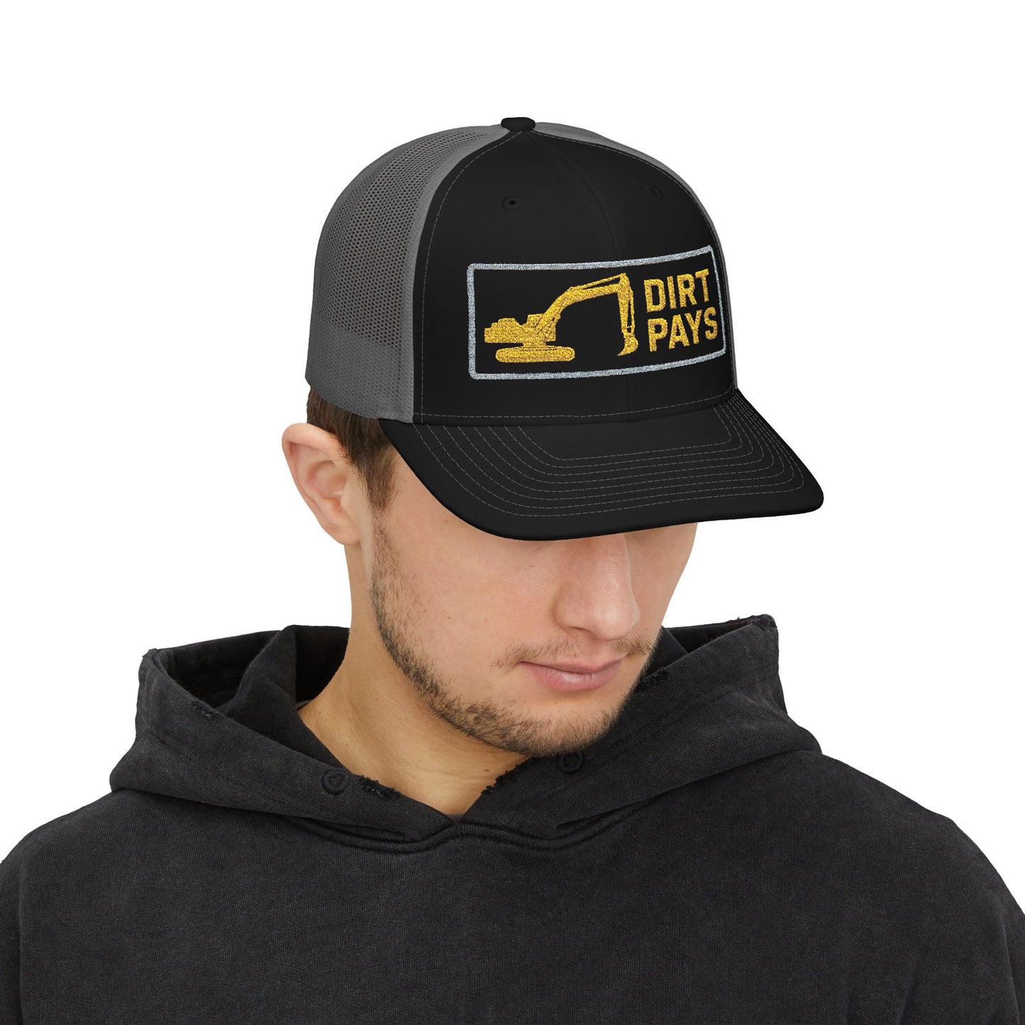 Dirt Pays Excavator Embroidered Richardson Trucker Hat | Heavy Equipment Operator Hat