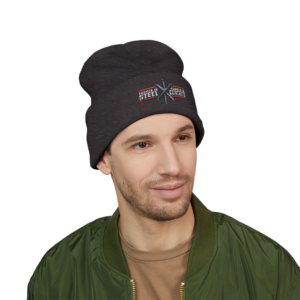 Formed in Steel, Poured in Concrete Embroidered Beanie