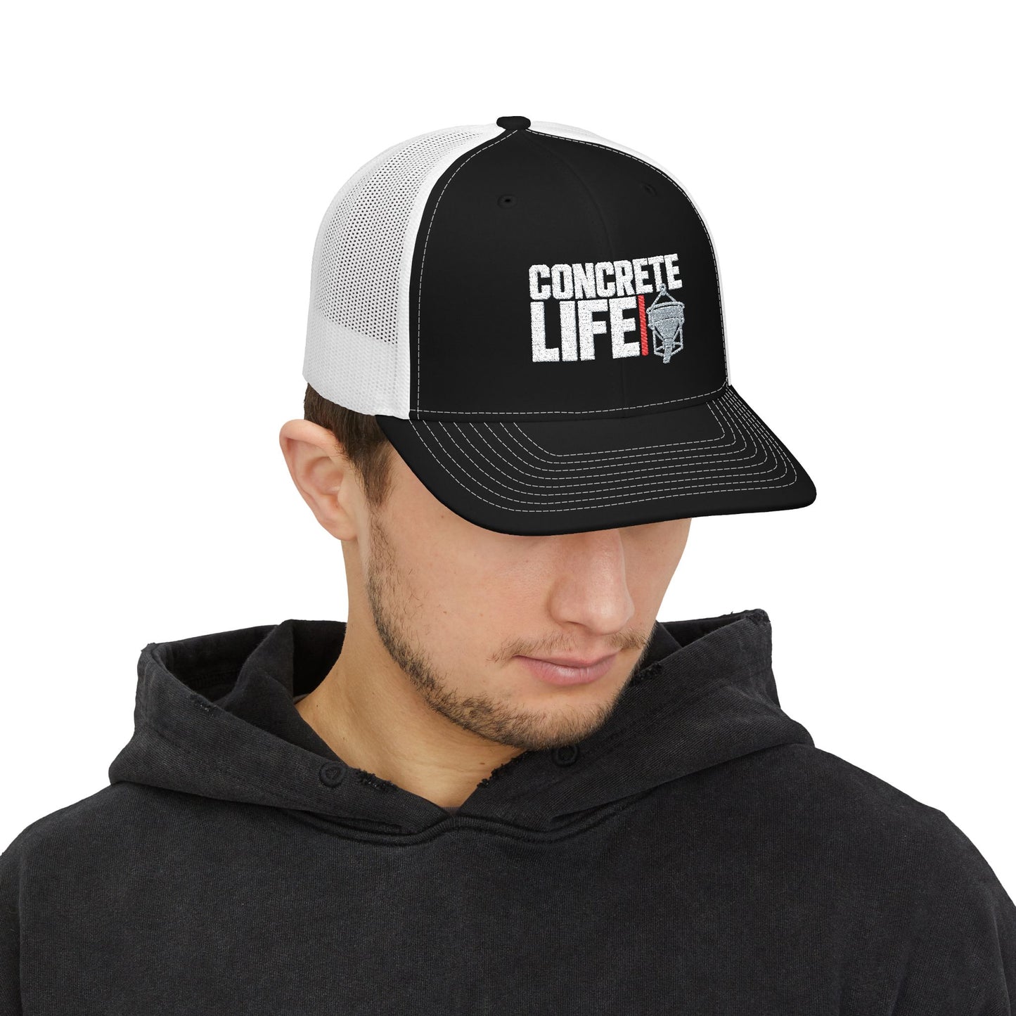 Concrete Life Embroidered Richardson Trucker Hat | Concrete Construction Hat