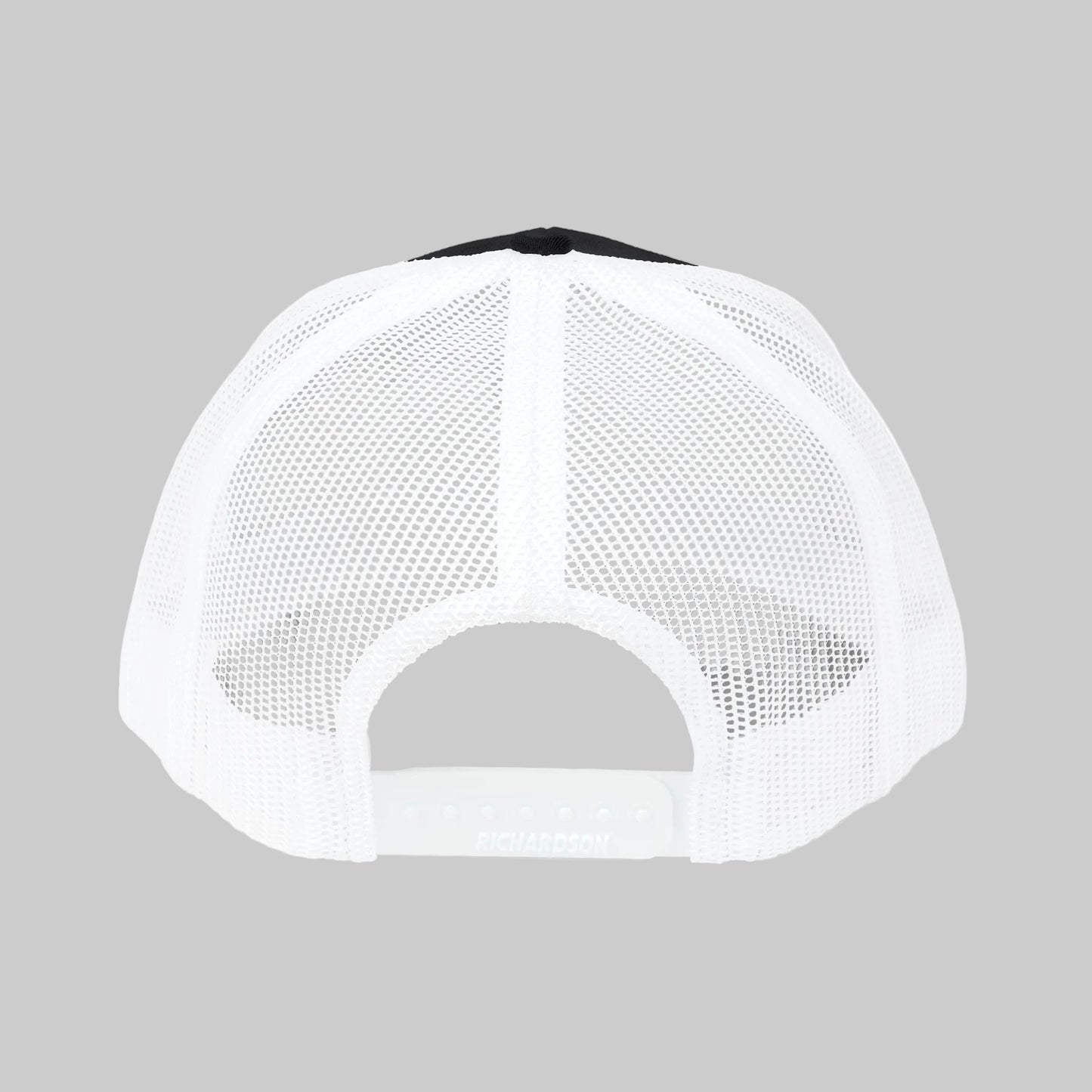 White mesh cap back on a white background
