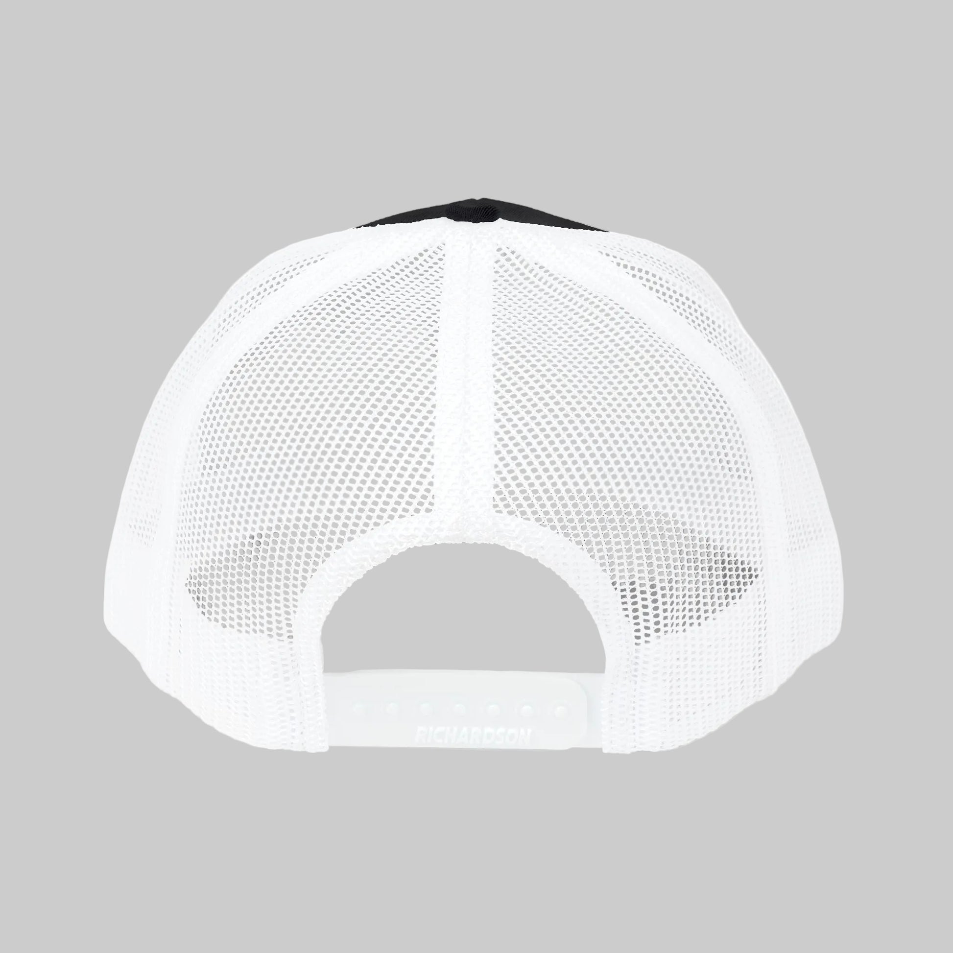 White mesh cap back on a white background