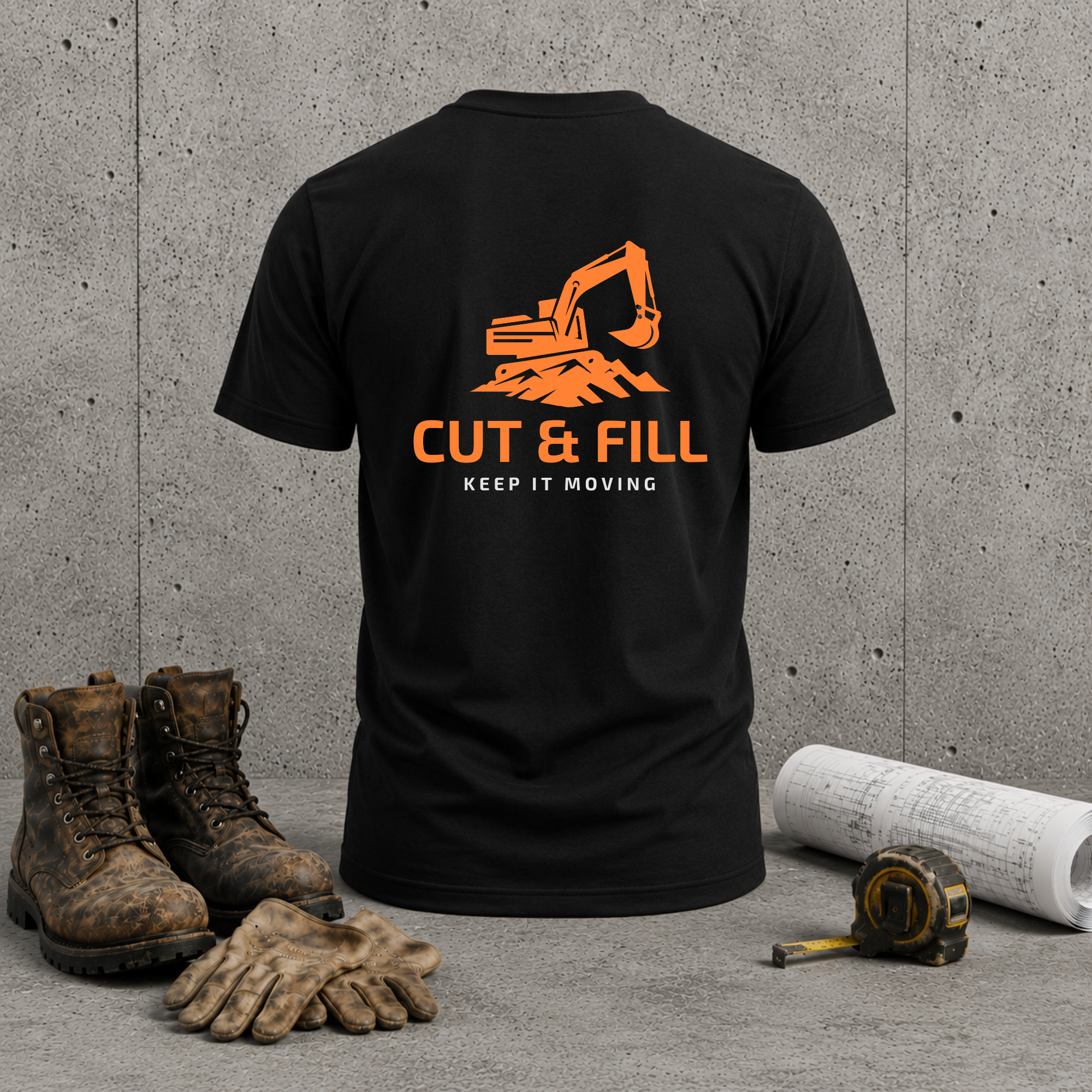 Cut & Fill Excavator T-Shirt — "Keep It Moving" Construction Tee