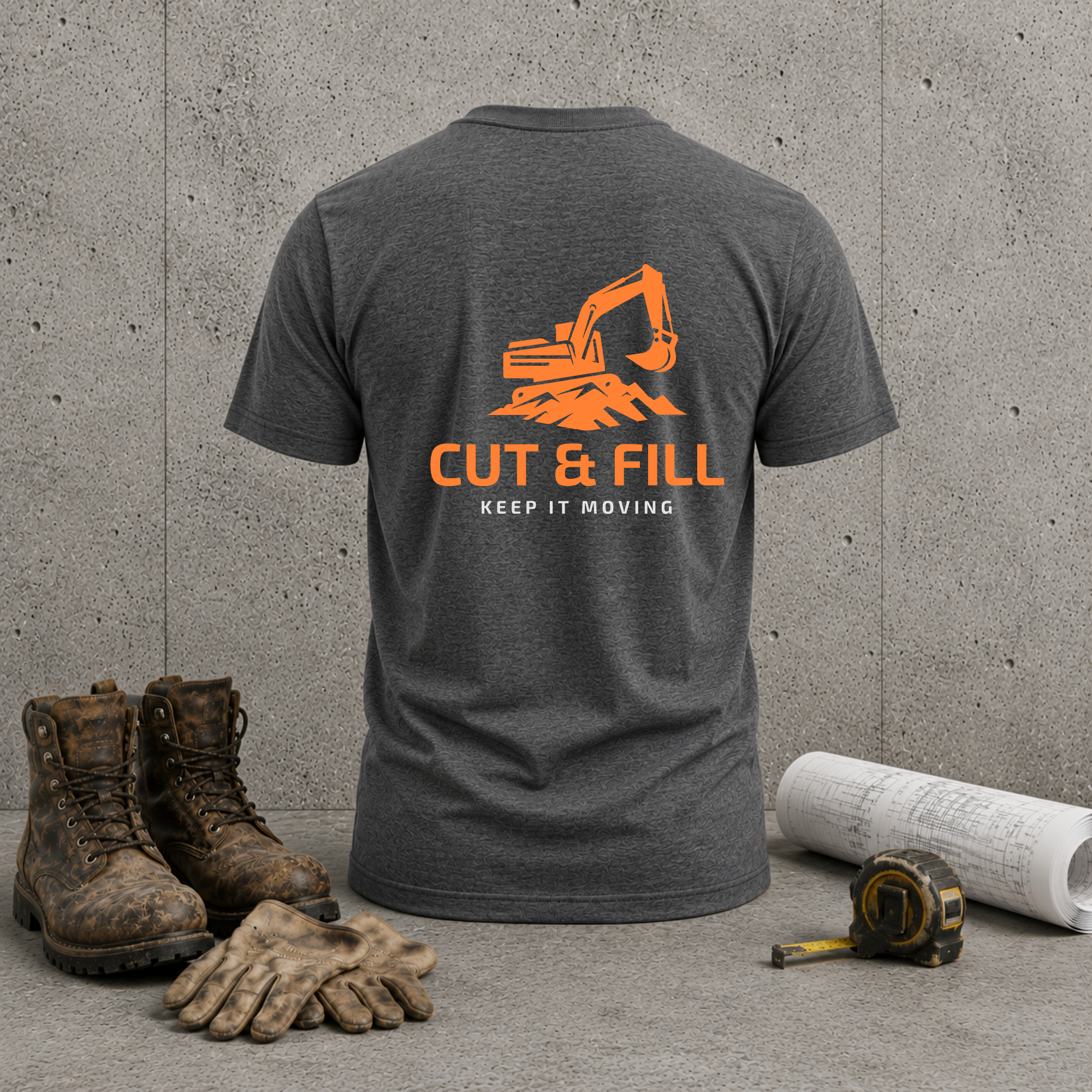 Cut & Fill Excavator T-Shirt — "Keep It Moving" Construction Tee