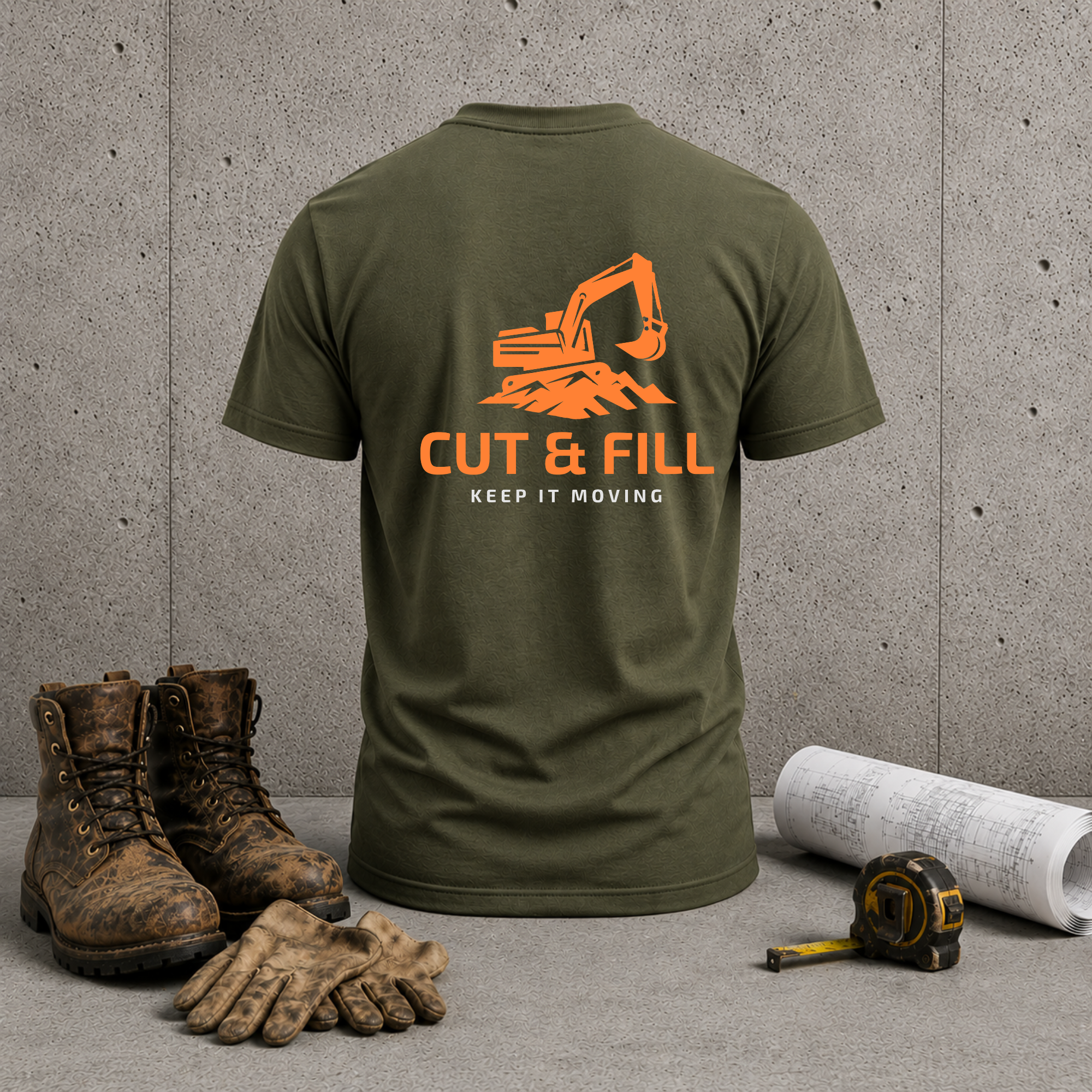 Cut & Fill Excavator T-Shirt — "Keep It Moving" Construction Tee