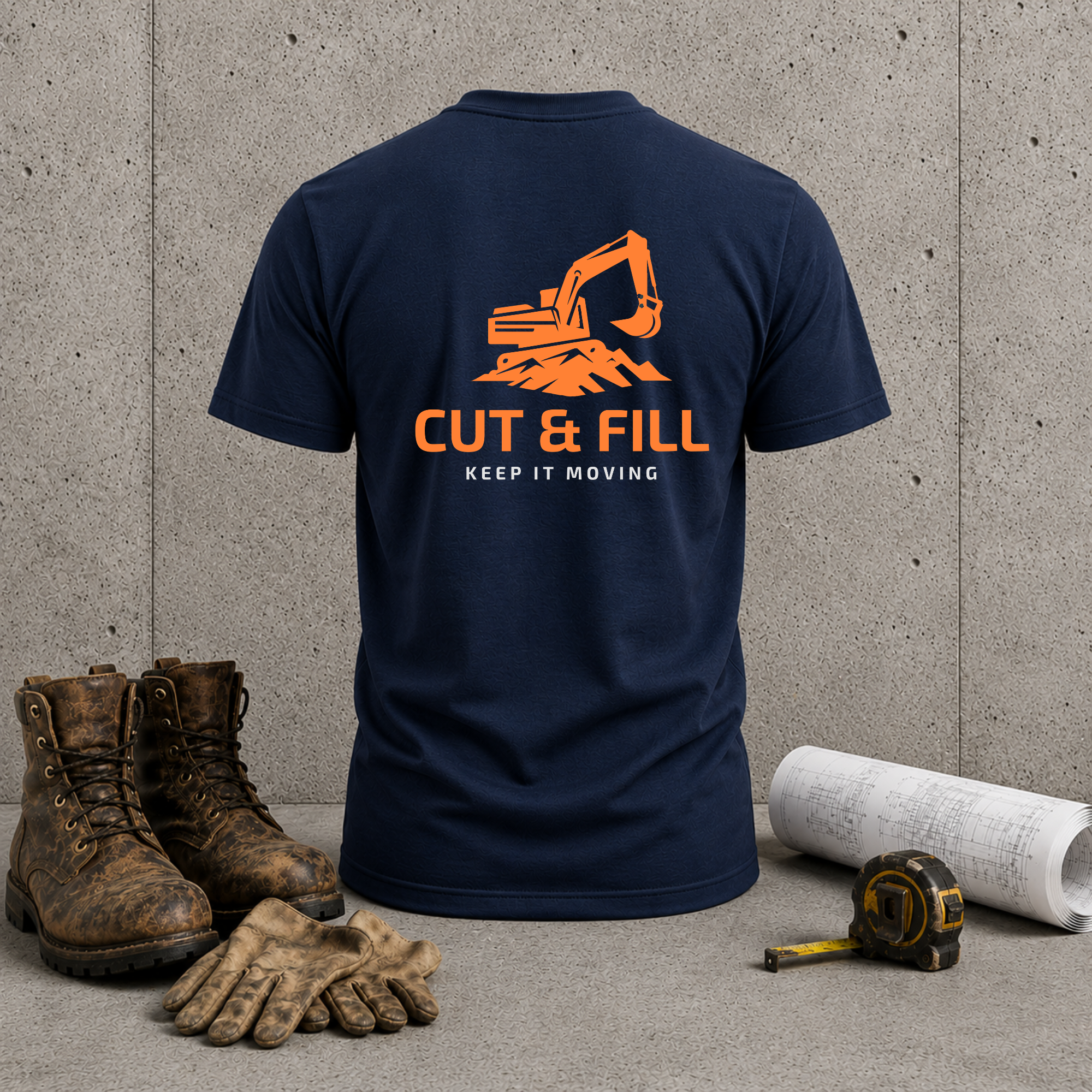 Cut & Fill Excavator T-Shirt — "Keep It Moving" Construction Tee