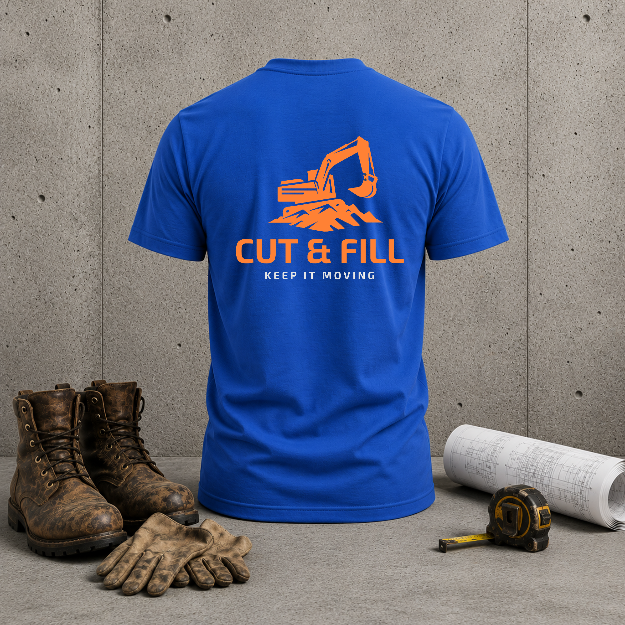 Cut & Fill Excavator T-Shirt — "Keep It Moving" Construction Tee