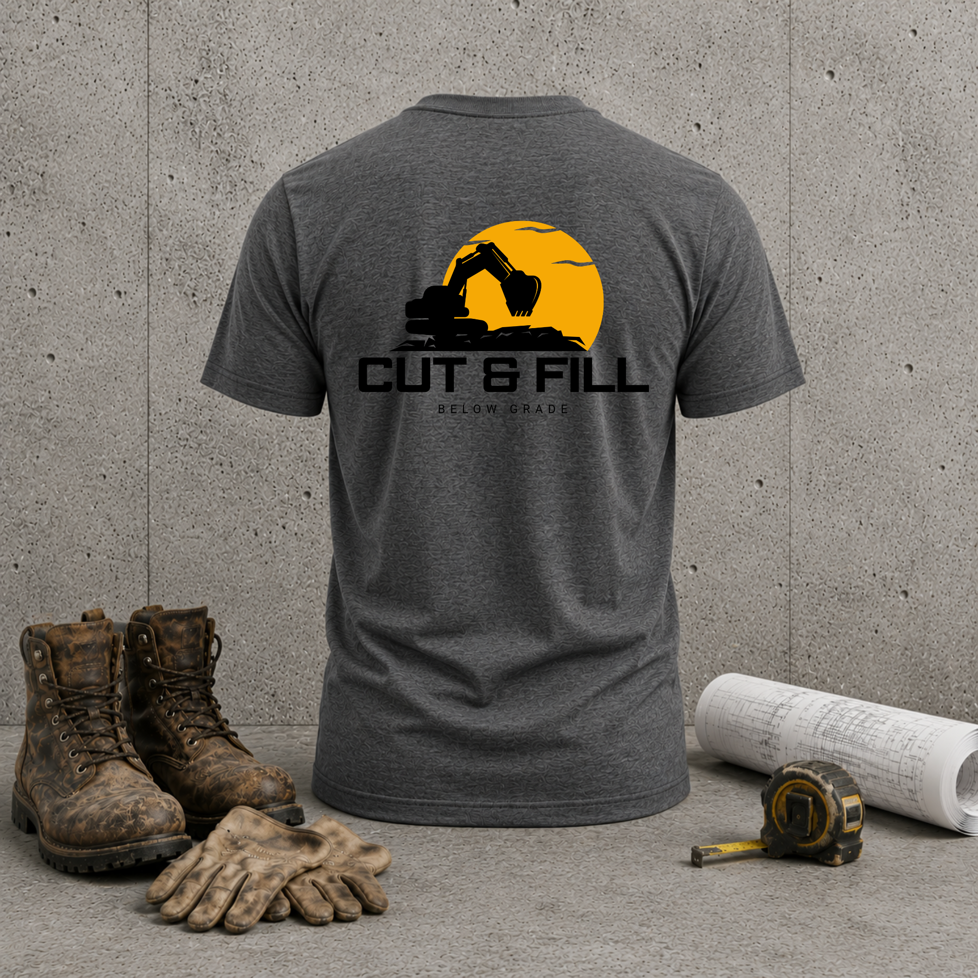 Cut & Fill Excavator T-Shirt — Construction Heavy Equipment Tee