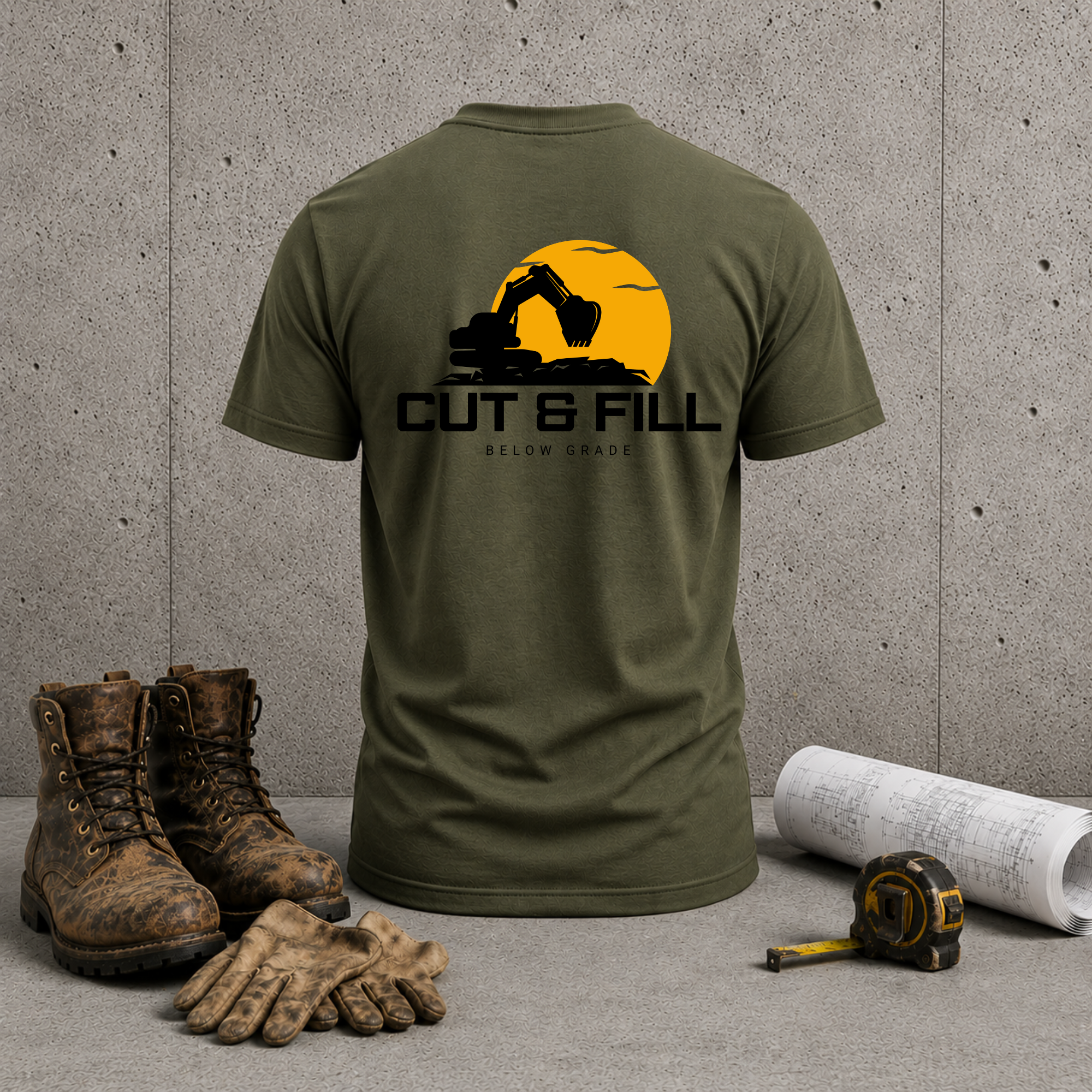 Cut & Fill Excavator T-Shirt — Construction Heavy Equipment Tee