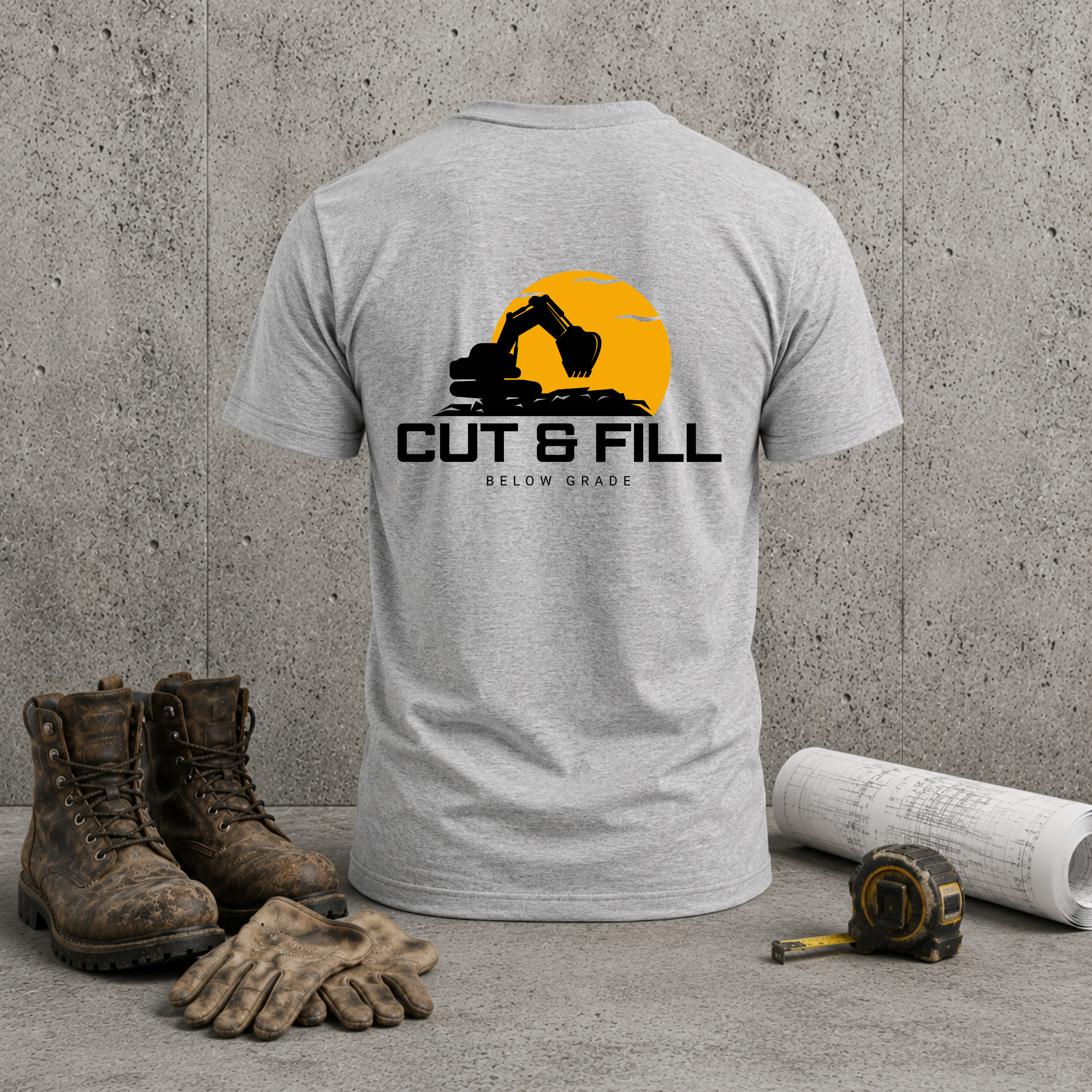 Cut & Fill Excavator T-Shirt — Construction Heavy Equipment Tee