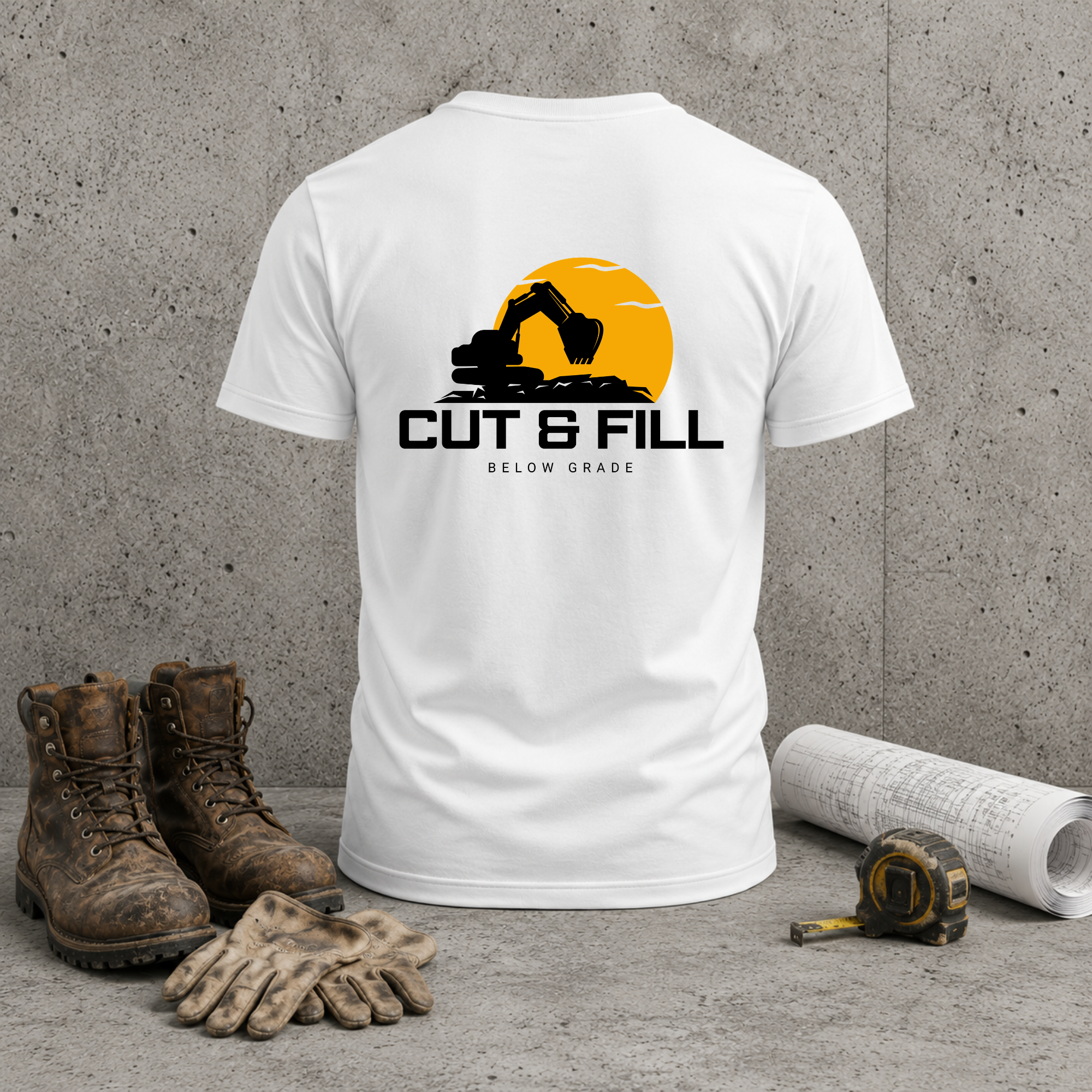 Cut & Fill Excavator T-Shirt — Construction Heavy Equipment Tee
