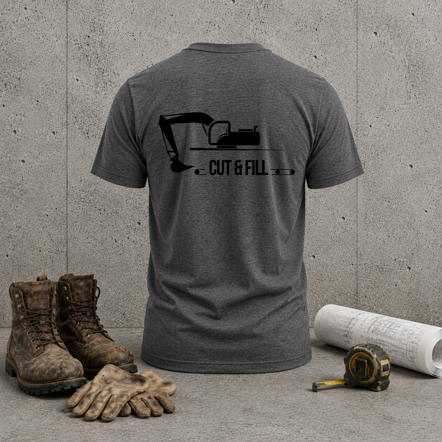Excavator 'Cut & Fill' T-Shirt – Construction Crew Tee