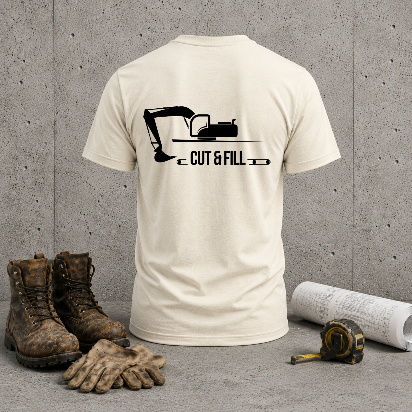 Excavator 'Cut & Fill' T-Shirt – Construction Crew Tee