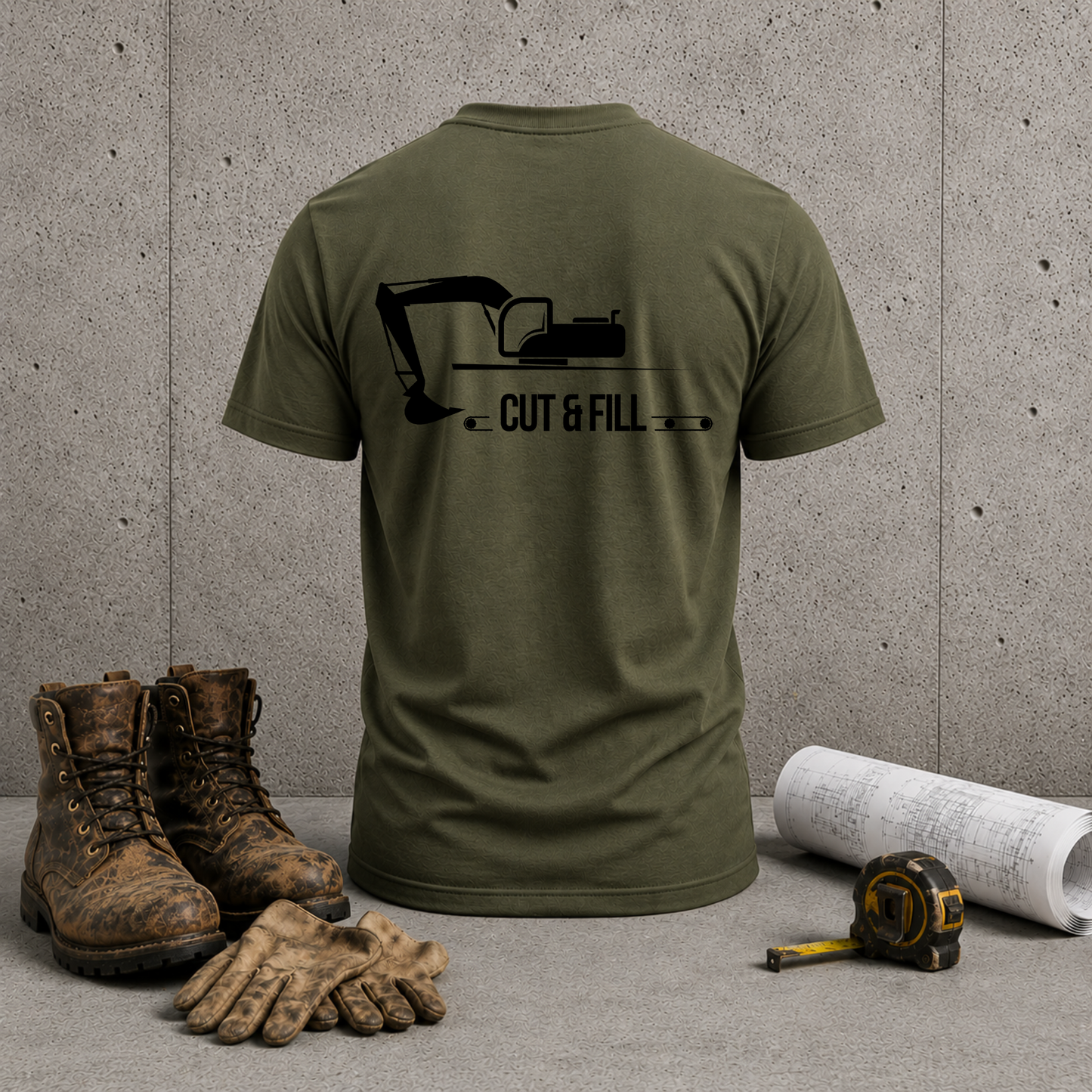 Excavator 'Cut & Fill' T-Shirt – Construction Crew Tee