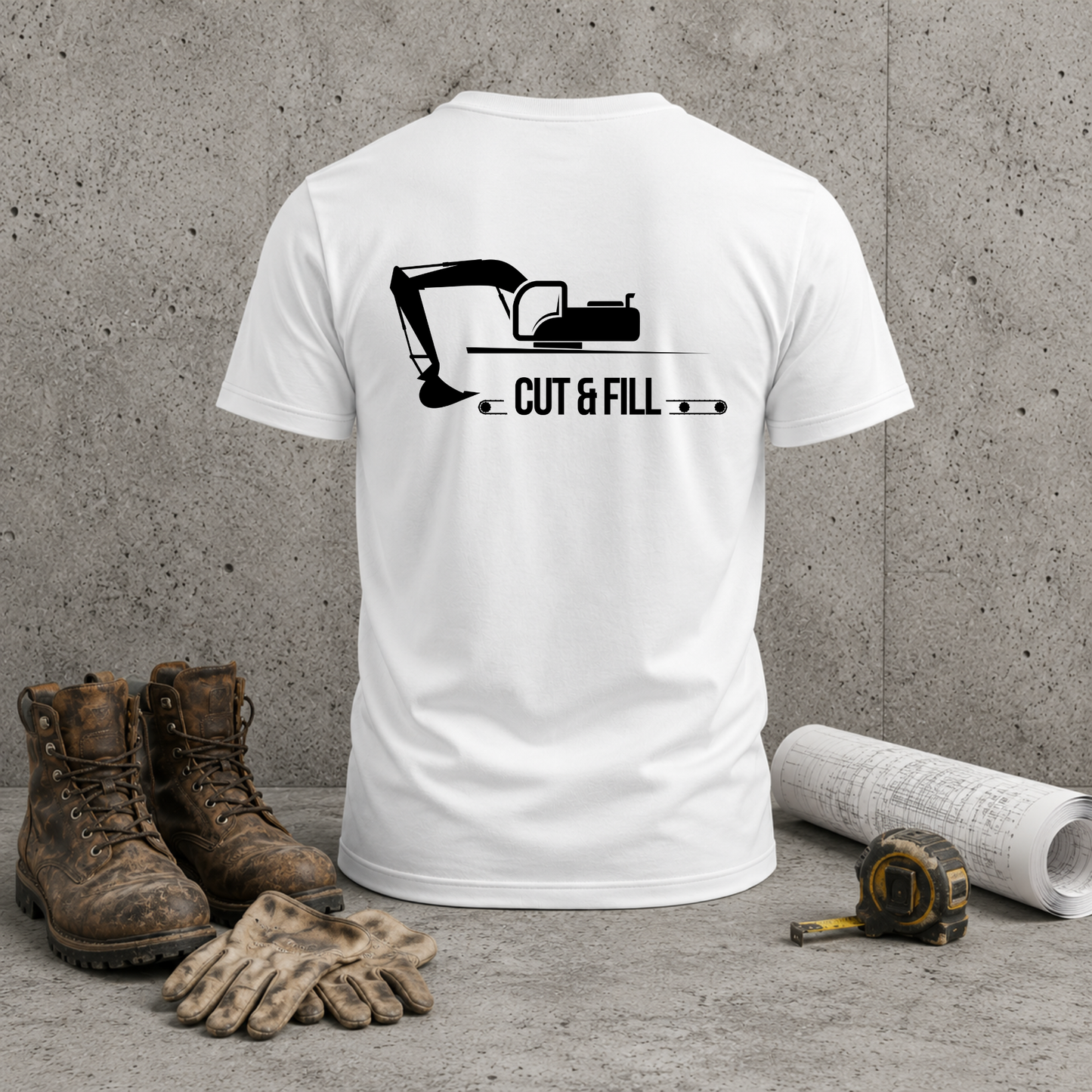 Excavator 'Cut & Fill' T-Shirt – Construction Crew Tee