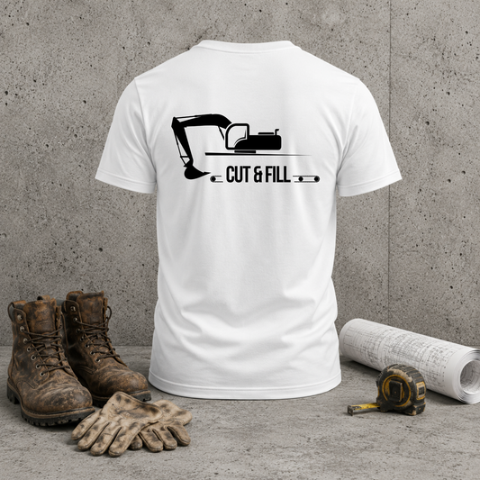 Excavator 'Cut & Fill' T-Shirt – Construction Crew Tee