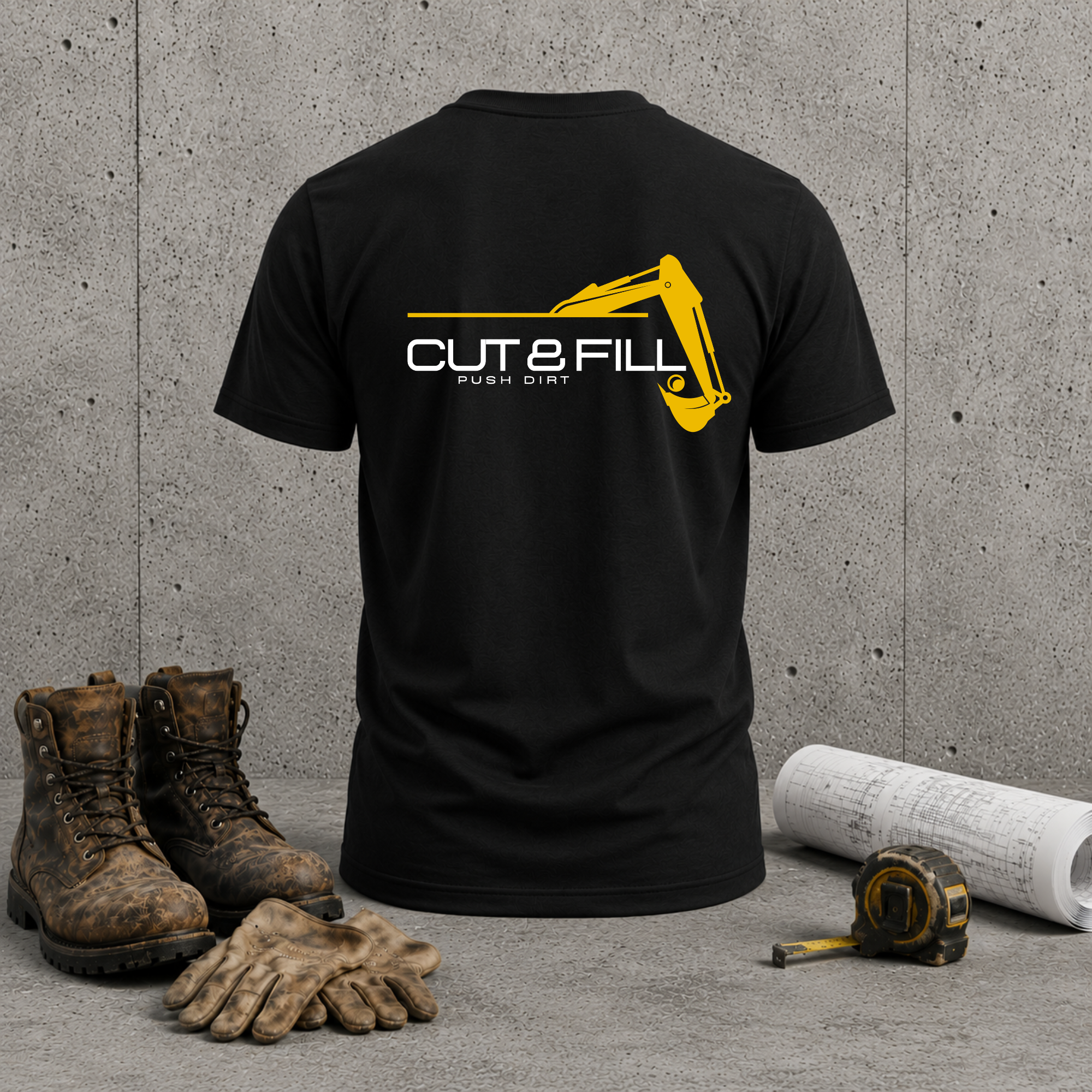 Cut & Fill Excavator T-Shirt — Construction Crew Shirt
