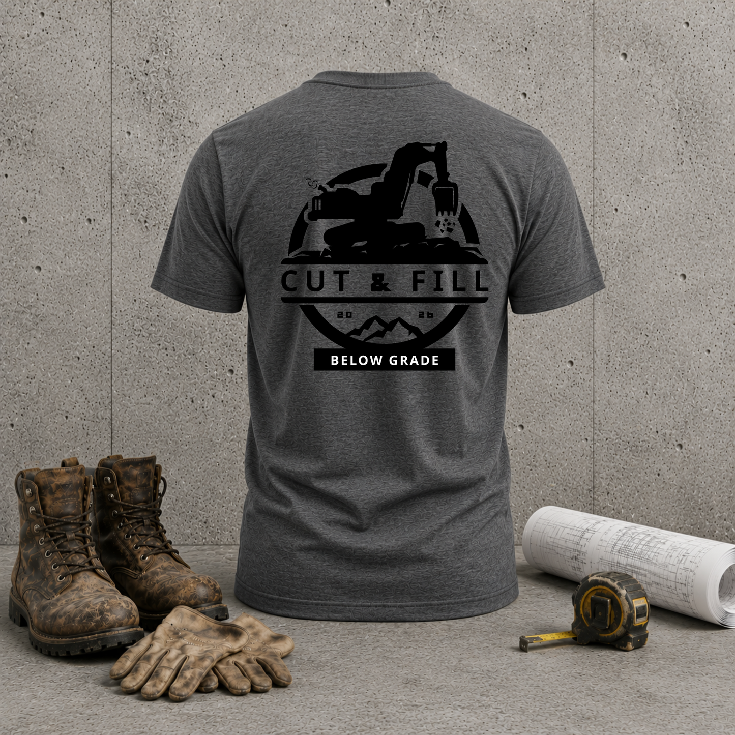 Cut & Fill Excavator T-Shirt — Heavy Civil Equipment Tee