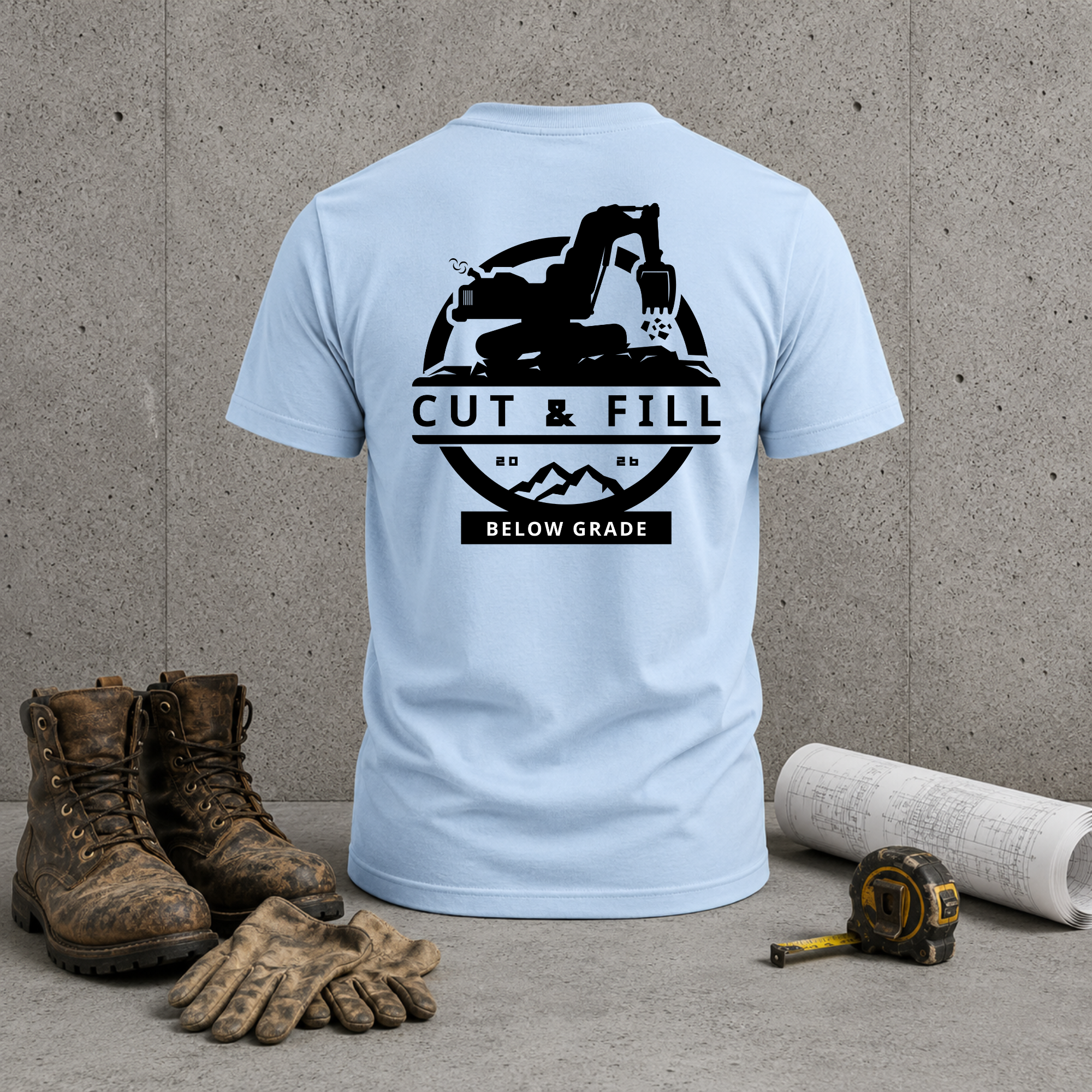Cut & Fill Excavator T-Shirt — Heavy Civil Equipment Tee