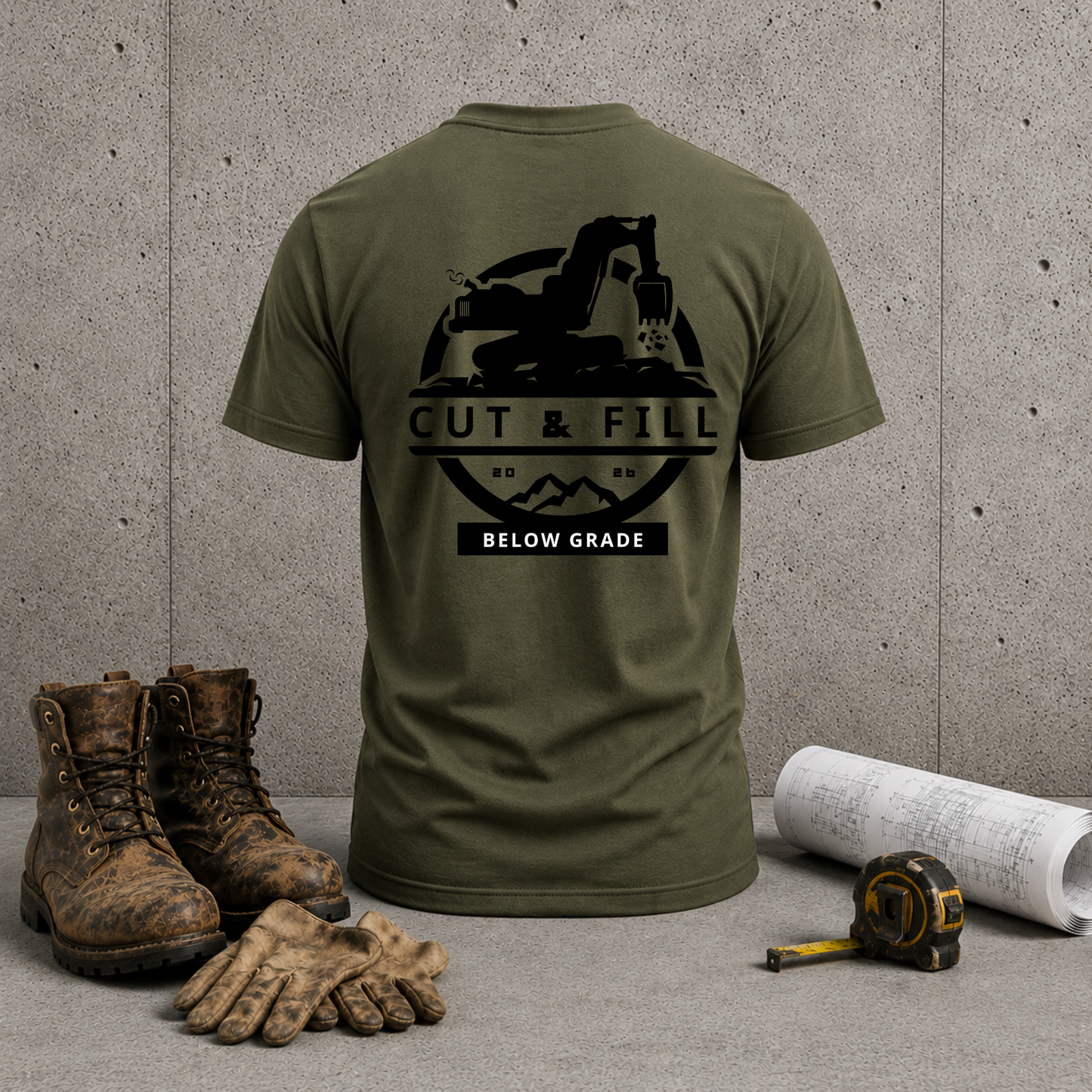 Cut & Fill Excavator T-Shirt — Heavy Civil Equipment Tee