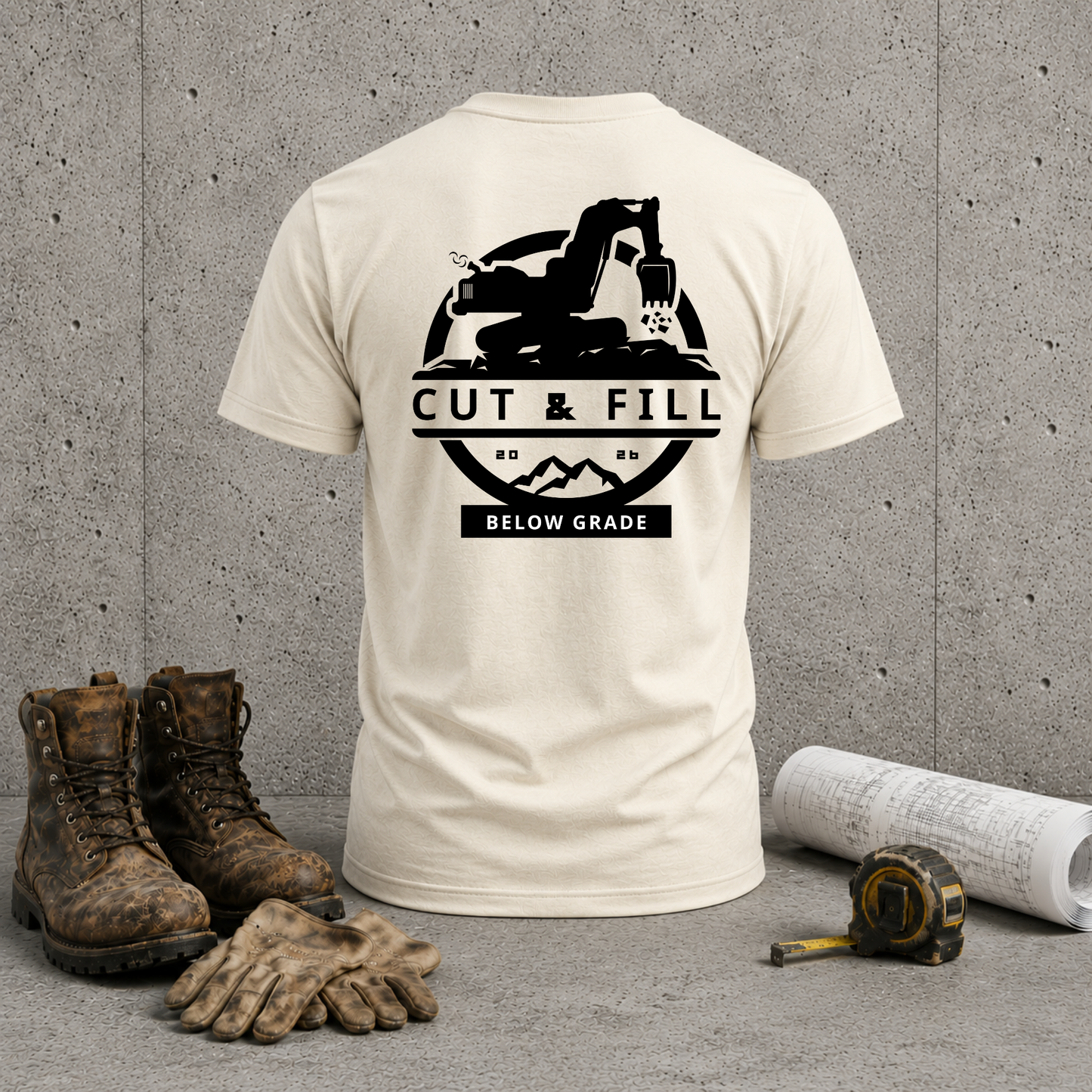 Cut & Fill Excavator T-Shirt — Heavy Civil Equipment Tee