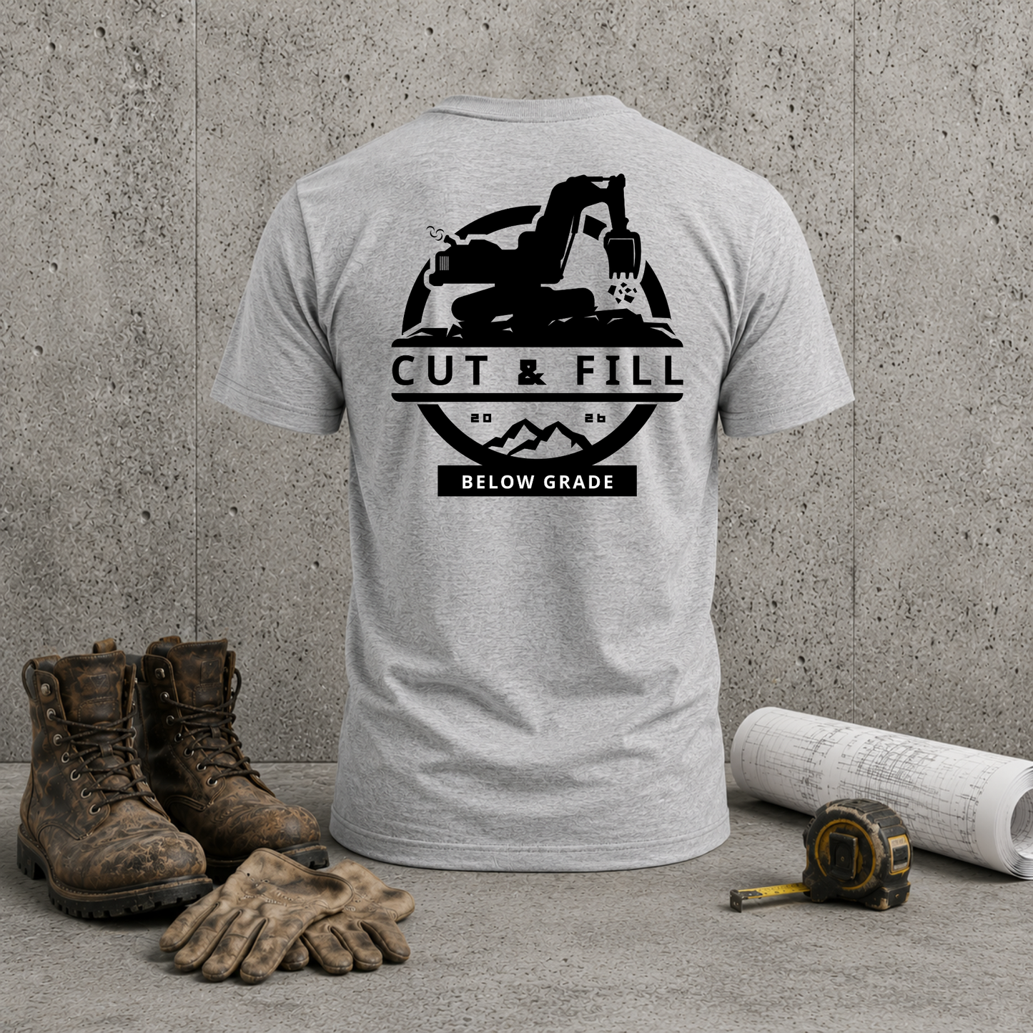 Cut & Fill Excavator T-Shirt — Heavy Civil Equipment Tee