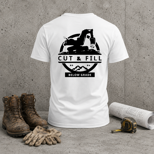 Cut & Fill Excavator T-Shirt — Heavy Civil Equipment Tee