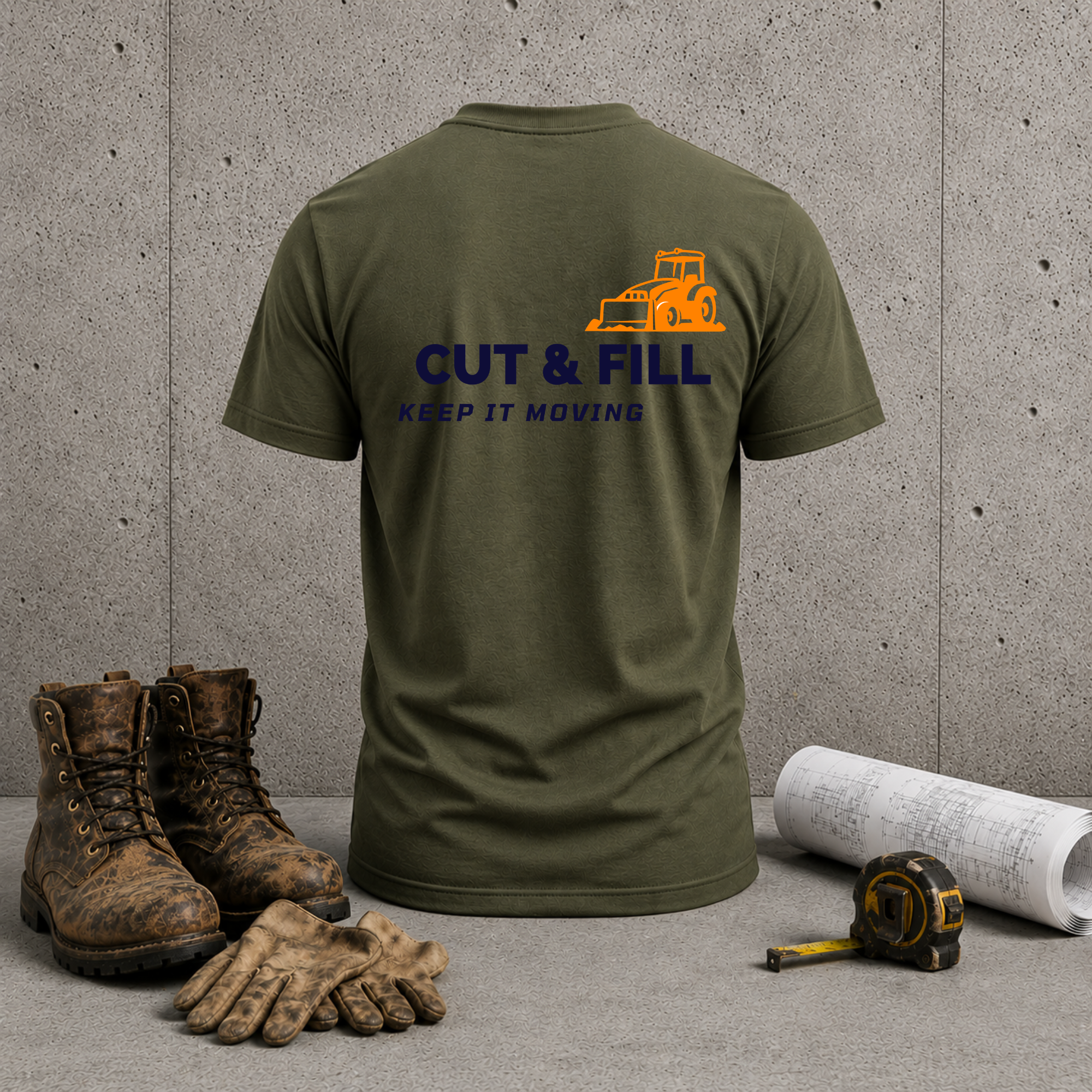 Bulldozer T-Shirt ("Keep It Moving") Cut & Fill Work Tee —