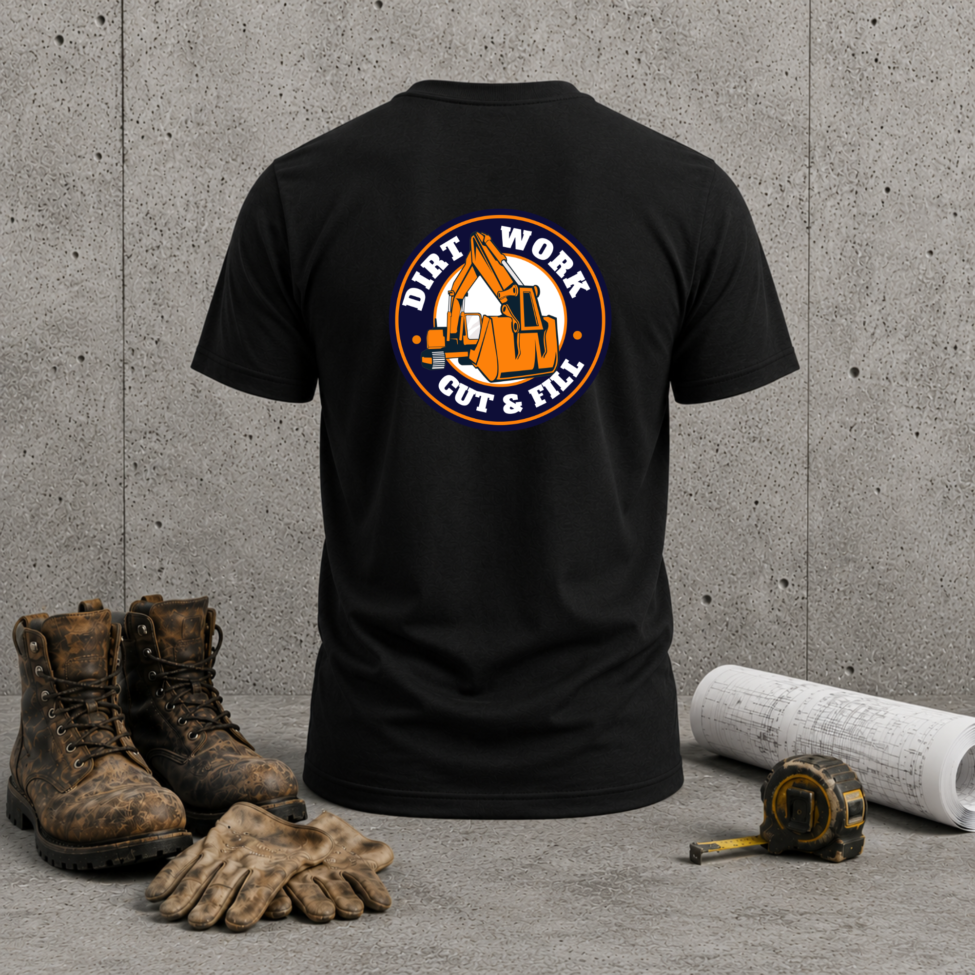 Construction Crew T-Shirt — “Dirt Work Cut & Fill” Back Logo