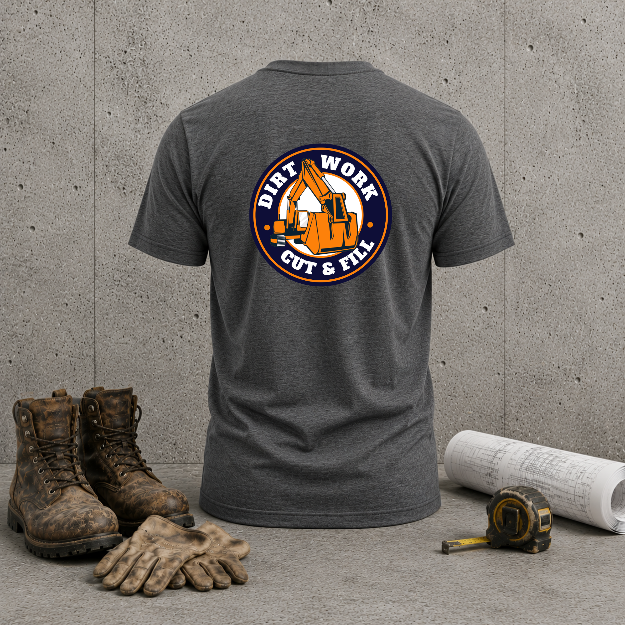 Construction Crew T-Shirt — “Dirt Work Cut & Fill” Back Logo