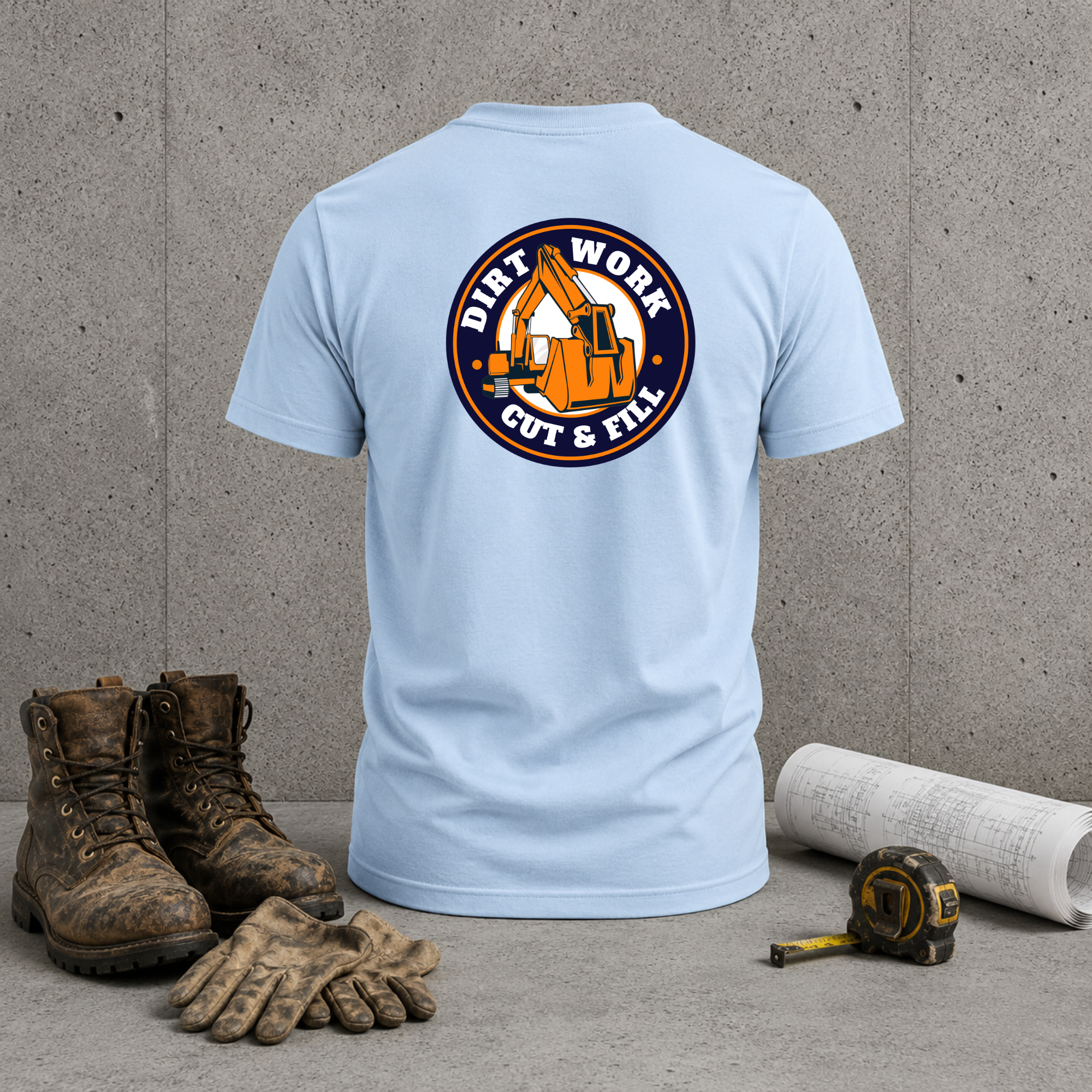 Construction Crew T-Shirt — “Dirt Work Cut & Fill” Back Logo
