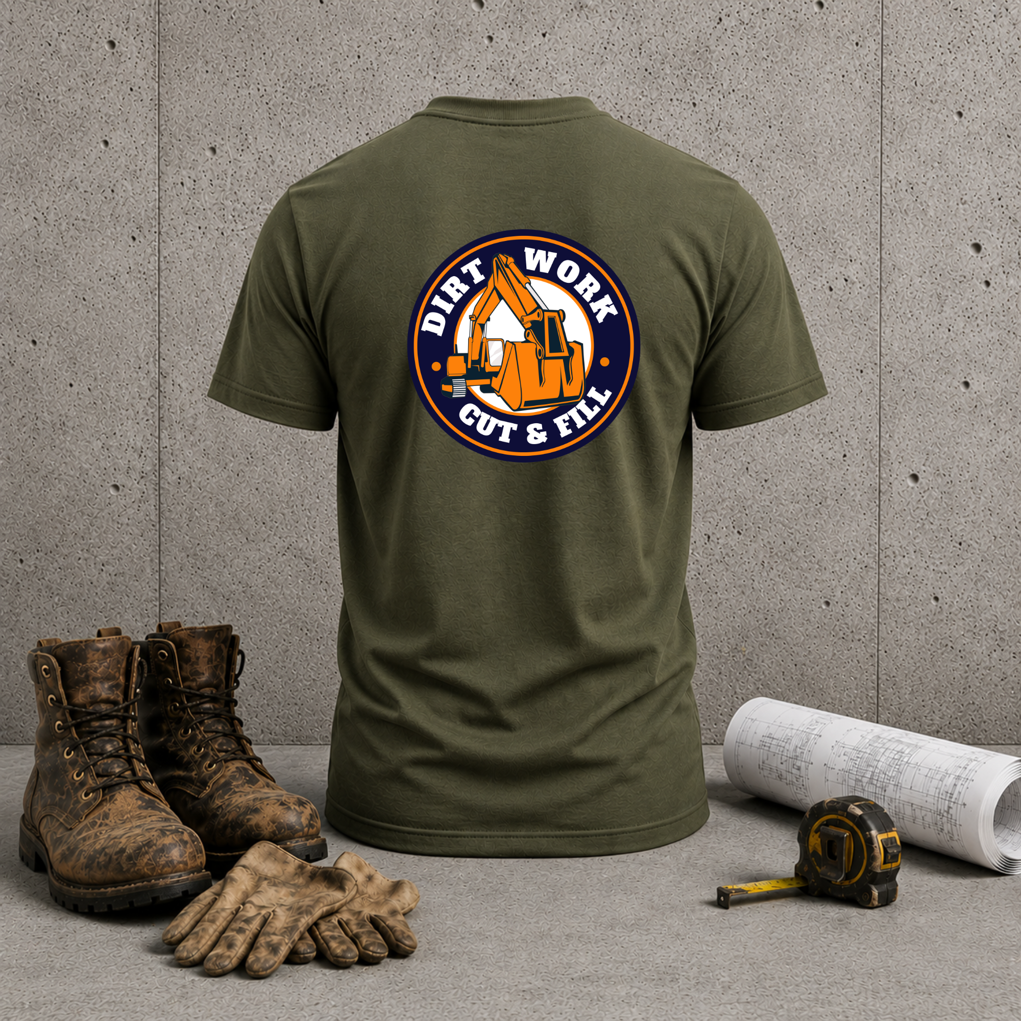 Construction Crew T-Shirt — “Dirt Work Cut & Fill” Back Logo