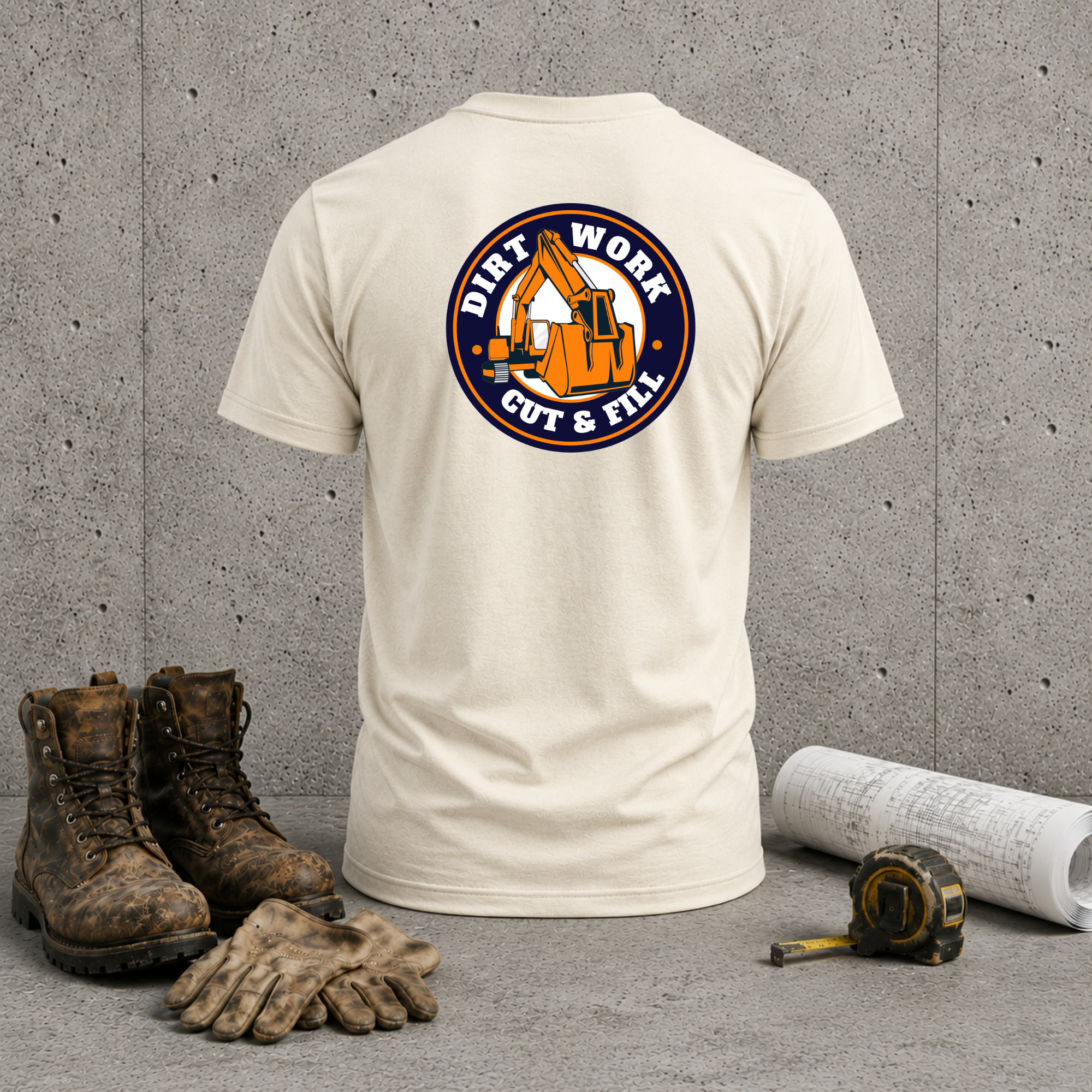 Construction Crew T-Shirt — “Dirt Work Cut & Fill” Back Logo