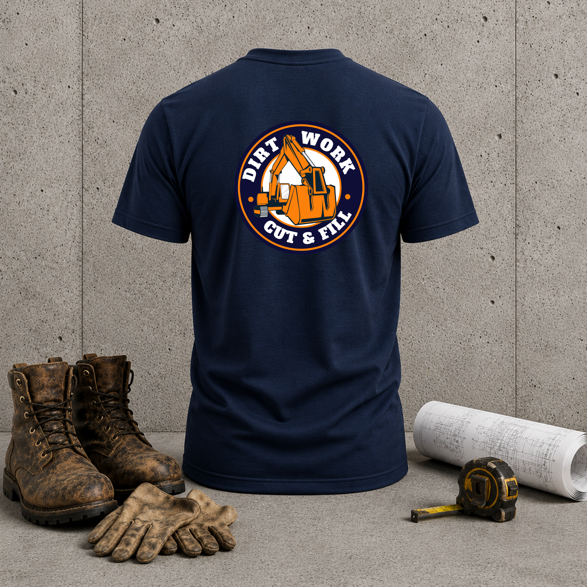 Construction Crew T-Shirt — “Dirt Work Cut & Fill” Back Logo