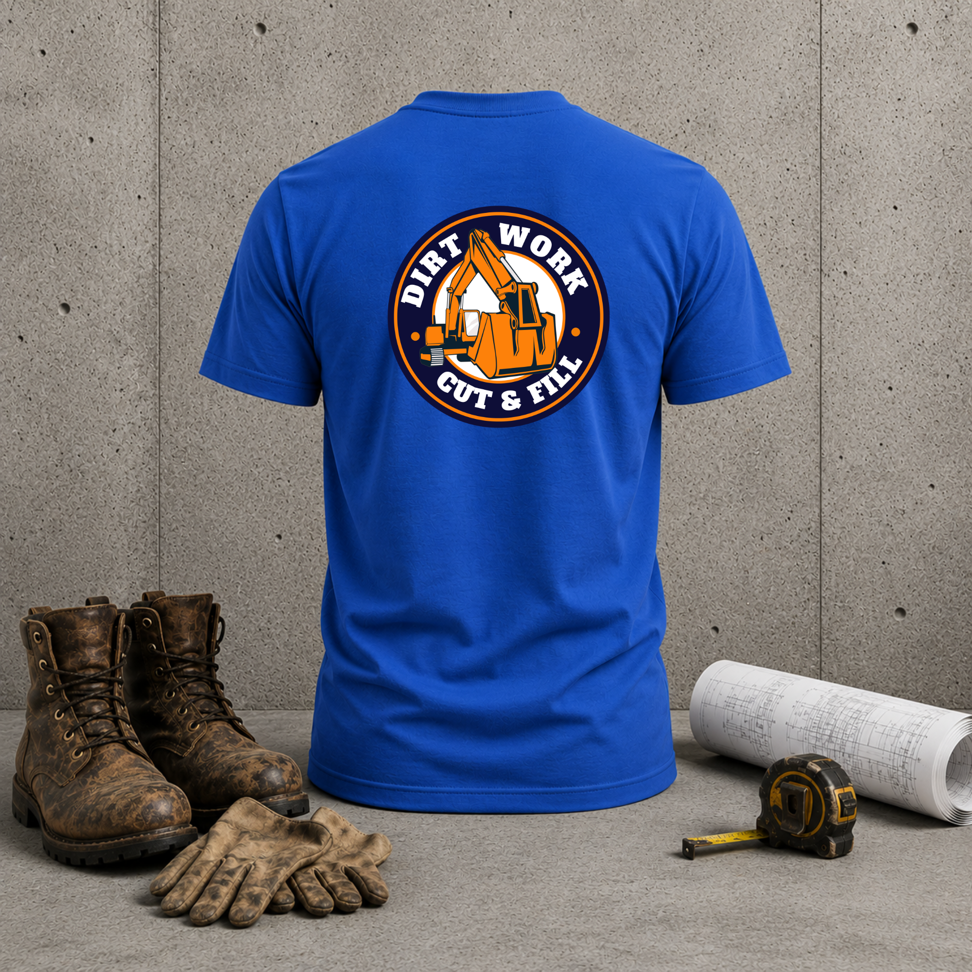 Construction Crew T-Shirt — “Dirt Work Cut & Fill” Back Logo