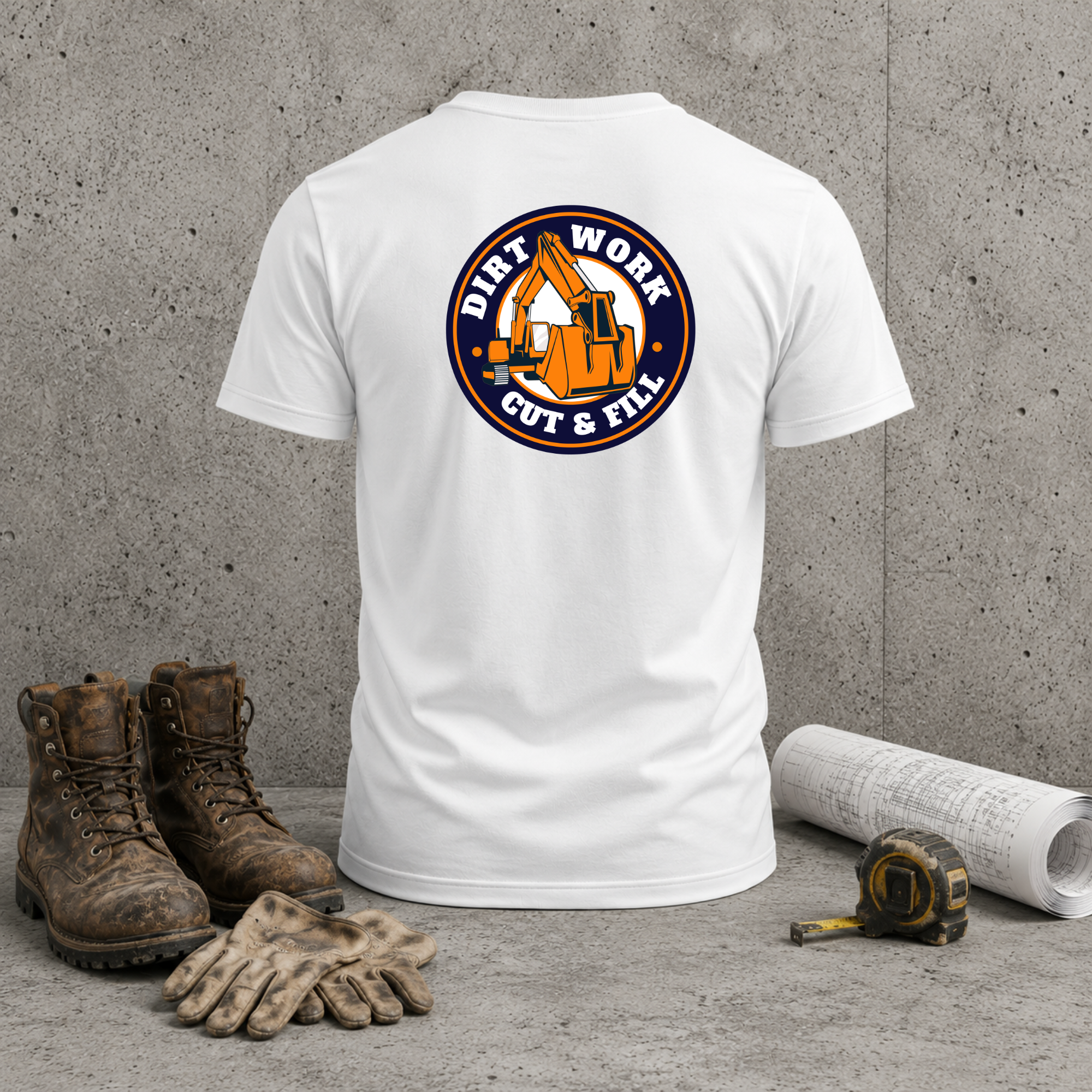 Construction Crew T-Shirt — “Dirt Work Cut & Fill” Back Logo
