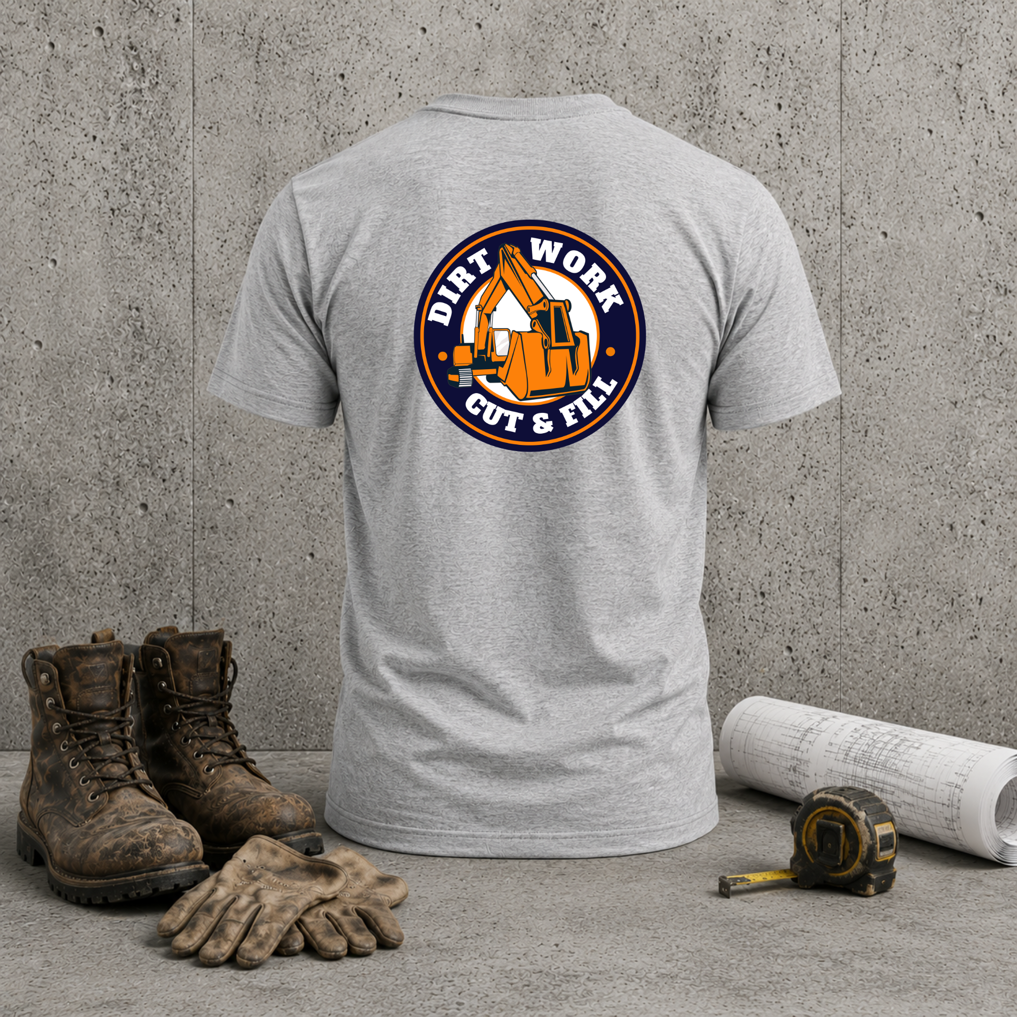 Construction Crew T-Shirt — “Dirt Work Cut & Fill” Back Logo