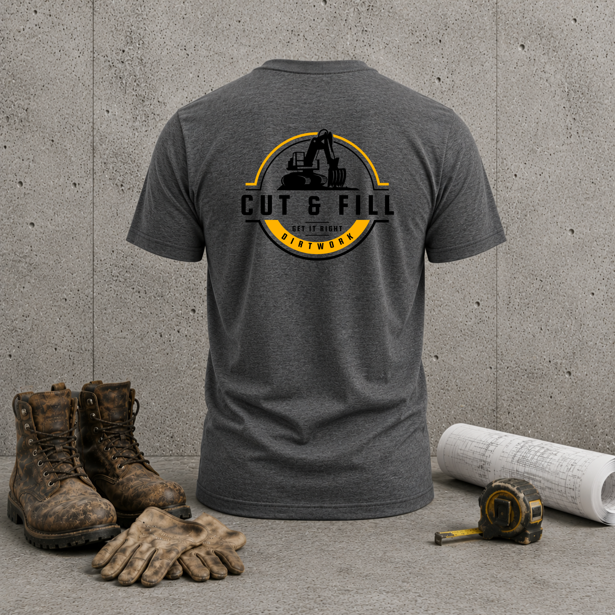 Cut & Fill Excavator T-Shirt — Construction Crew Tee
