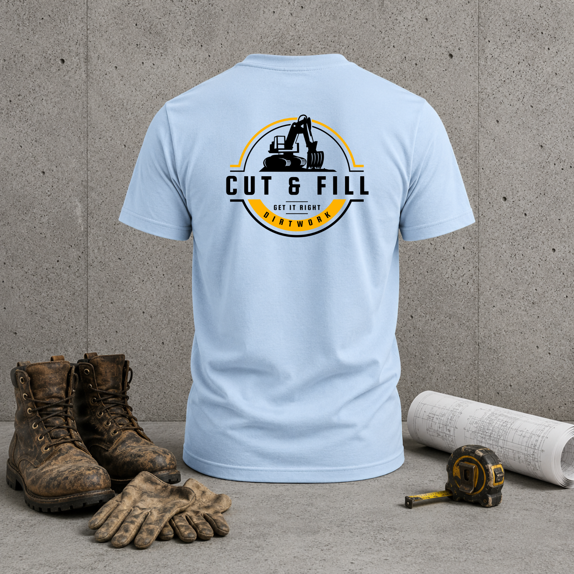 Cut & Fill Excavator T-Shirt — Construction Crew Tee
