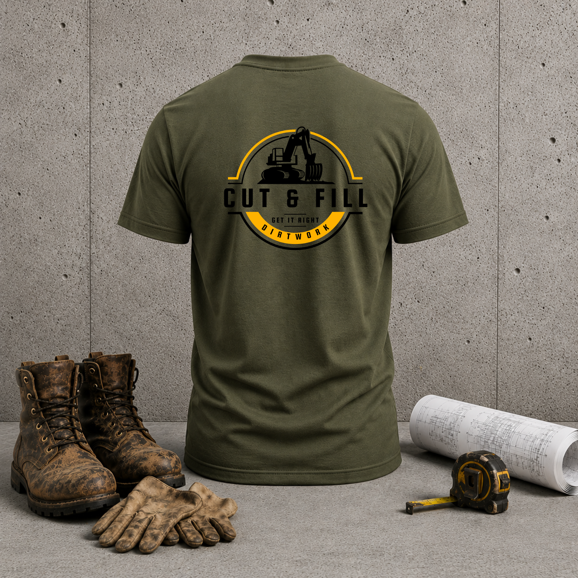 Cut & Fill Excavator T-Shirt — Construction Crew Tee
