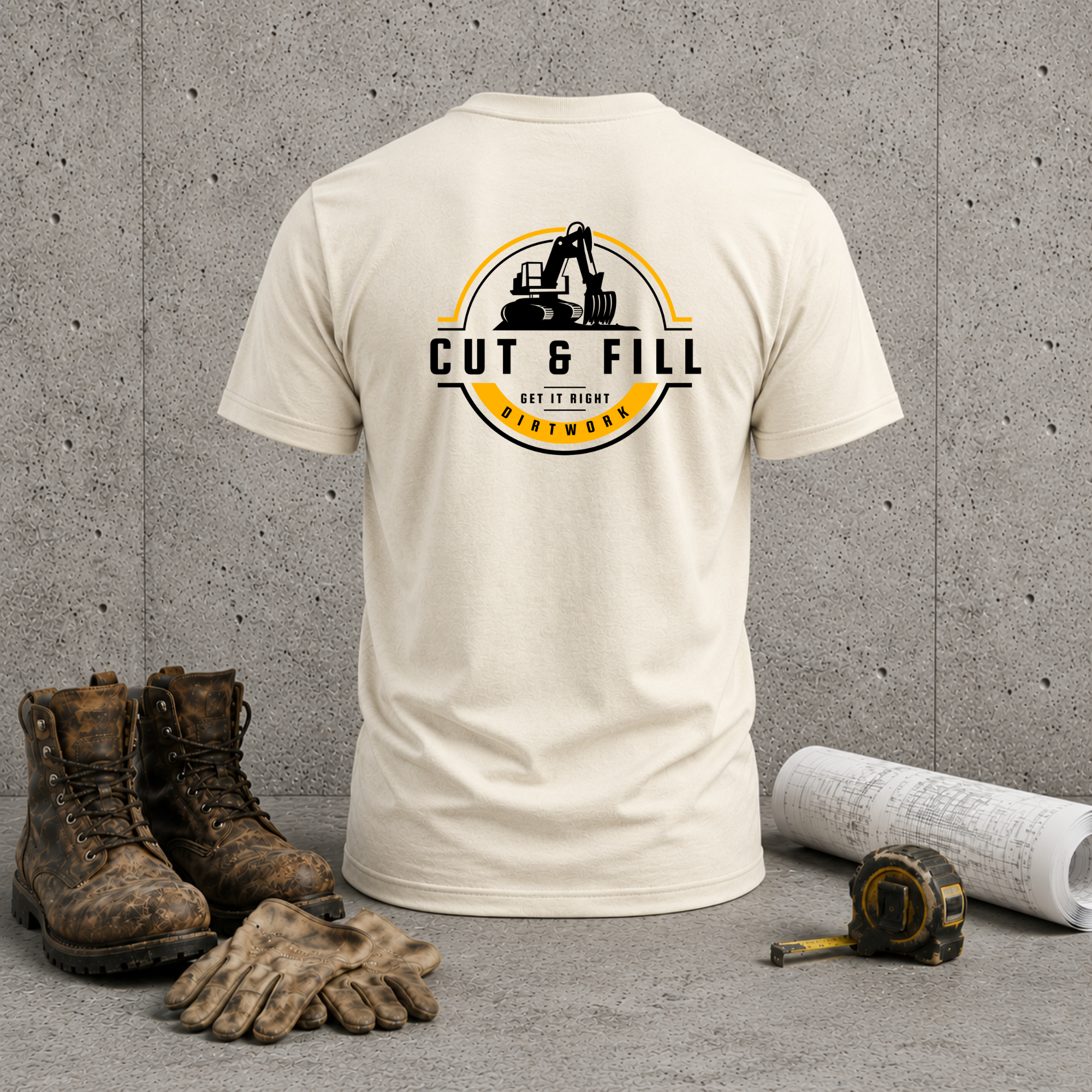 Cut & Fill Excavator T-Shirt — Construction Crew Tee