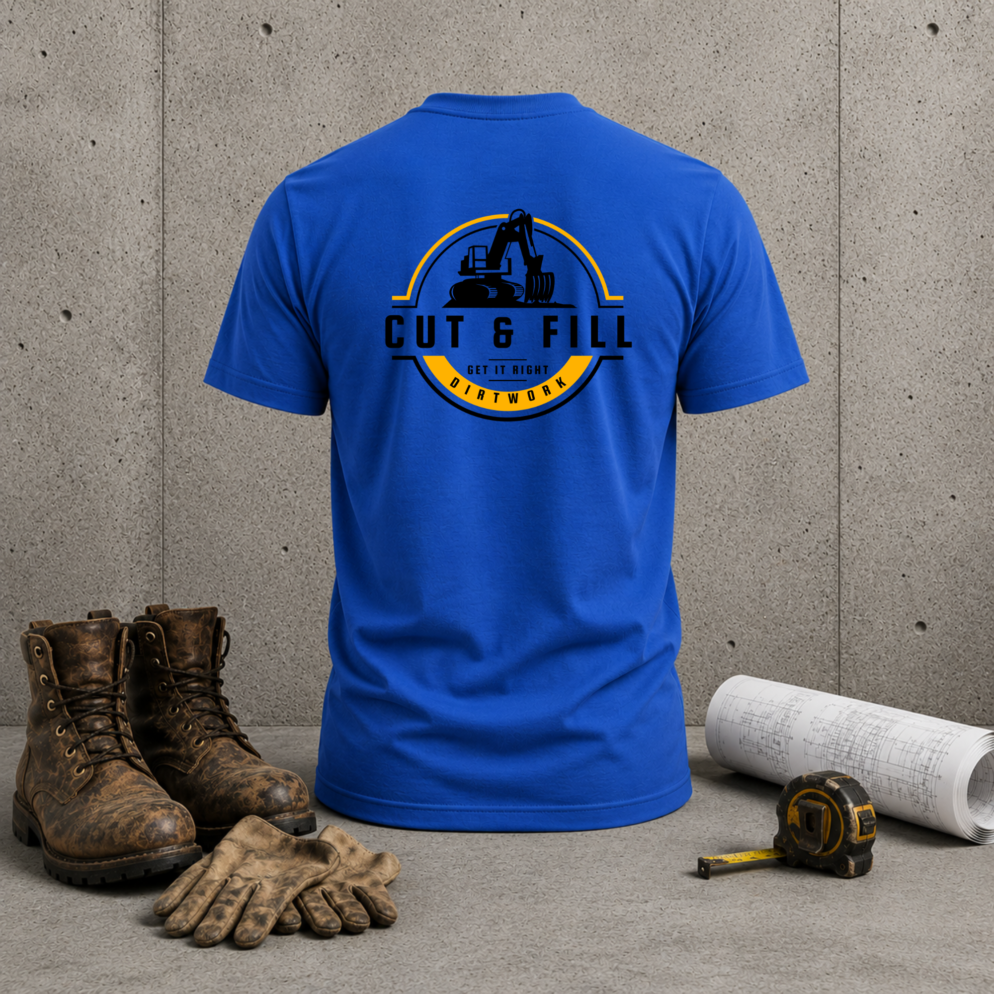 Cut & Fill Excavator T-Shirt — Construction Crew Tee