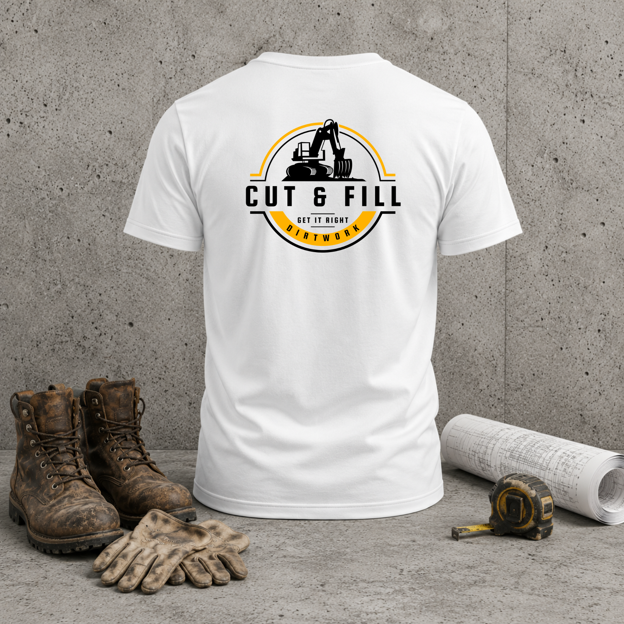 Cut & Fill Excavator T-Shirt — Construction Crew Tee