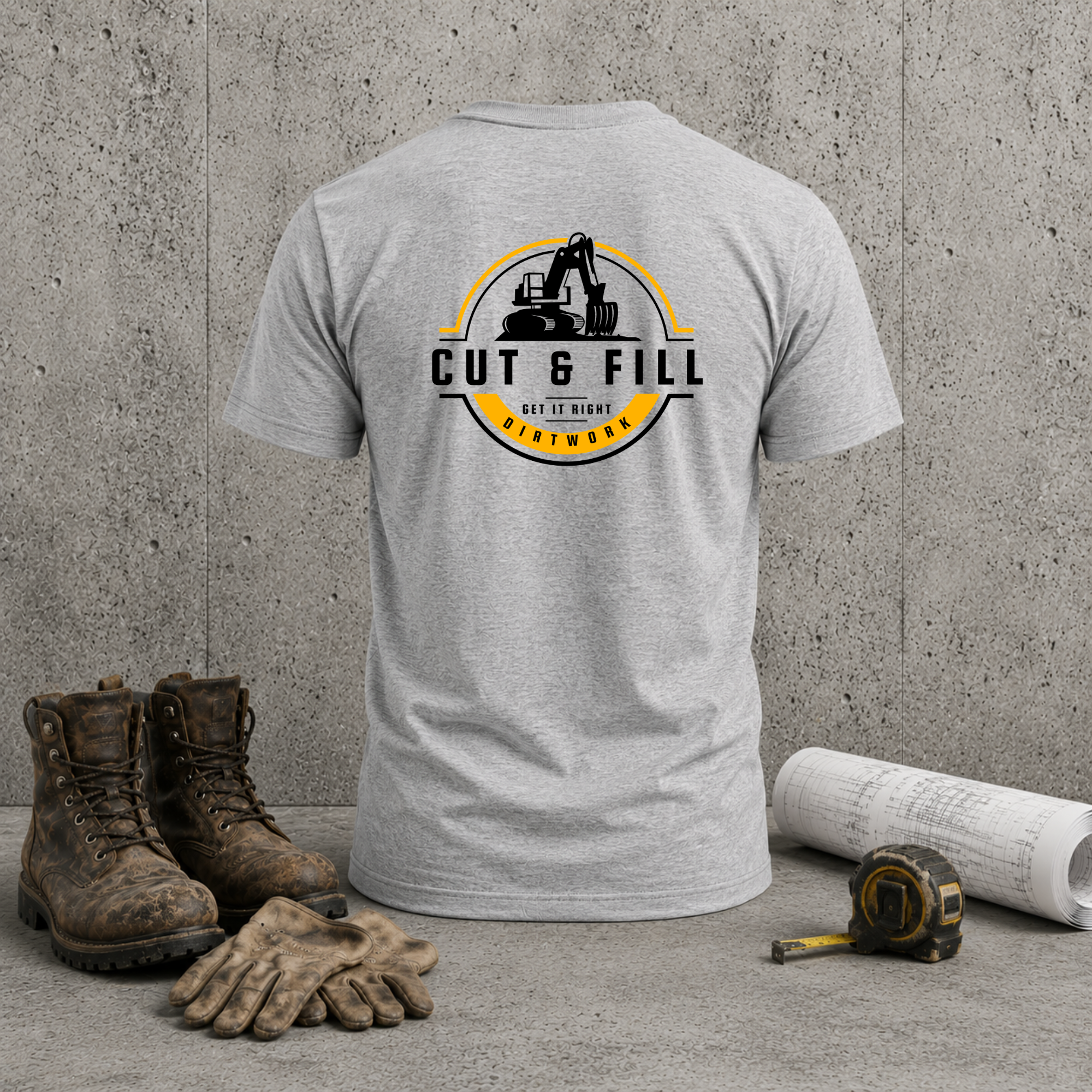 Cut & Fill Excavator T-Shirt — Construction Crew Tee