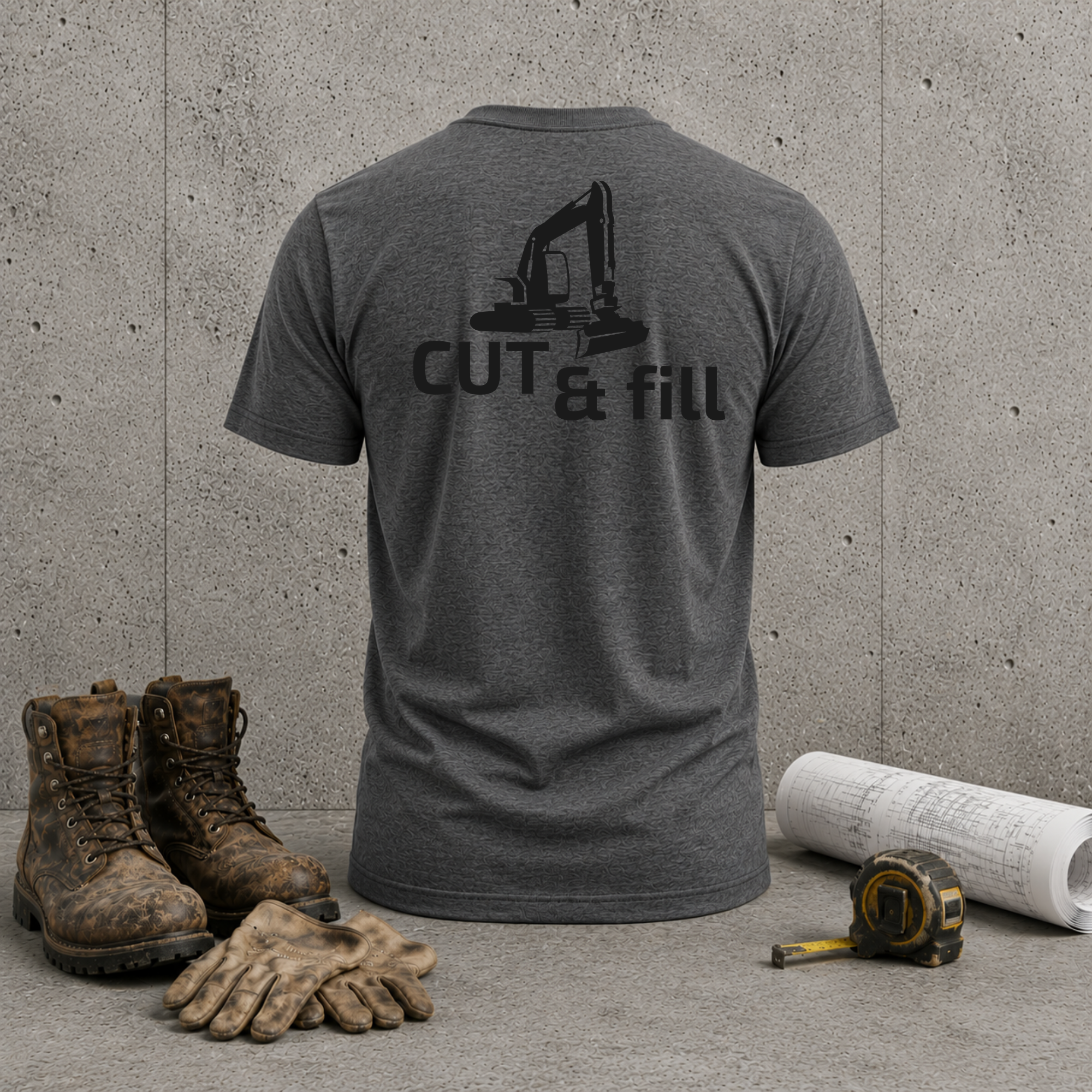 Cut & Fill Excavator T-Shirt — Construction Crew Tee