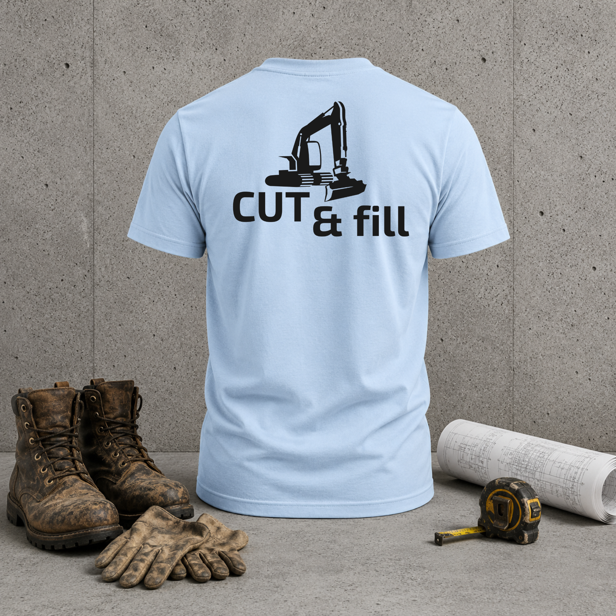 Cut & Fill Excavator T-Shirt — Construction Crew Tee