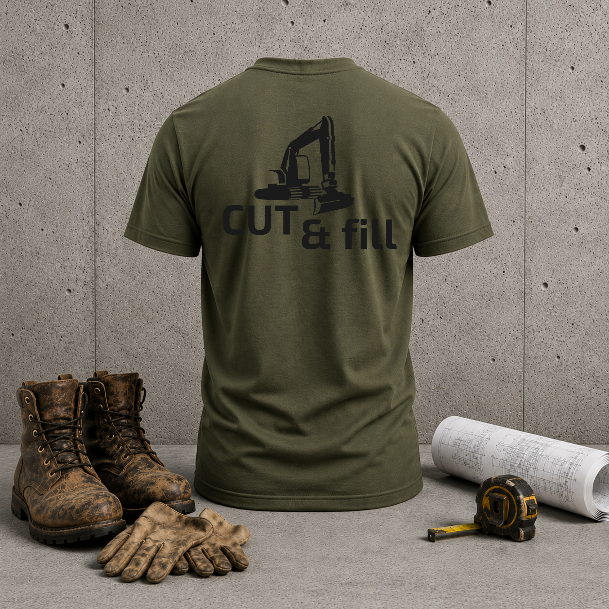 Cut & Fill Excavator T-Shirt — Construction Crew Tee
